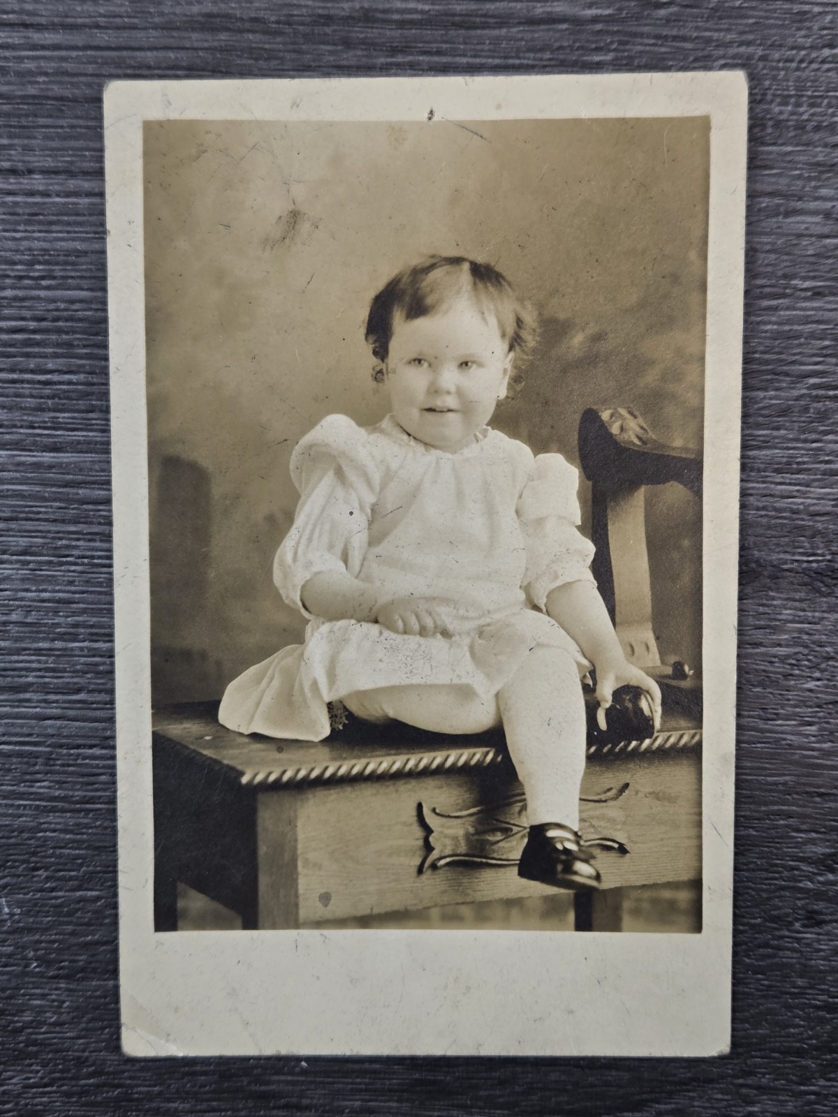 Vintage 1907-20\'s NOKO B&W RPPC Postcard Kids Children Little Girl in Dress