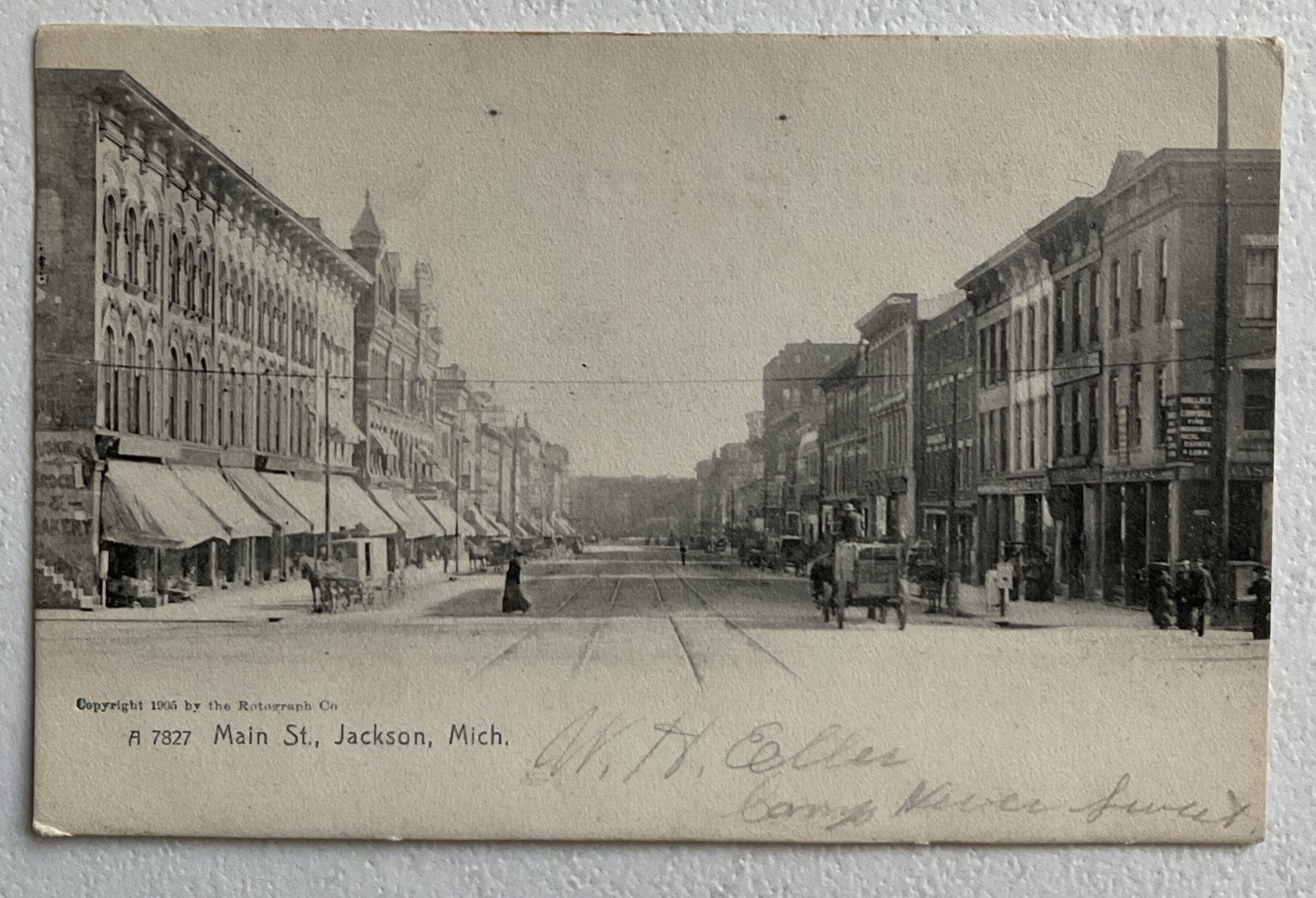 1905 Postcard Jackson Michigan Main Street Business District