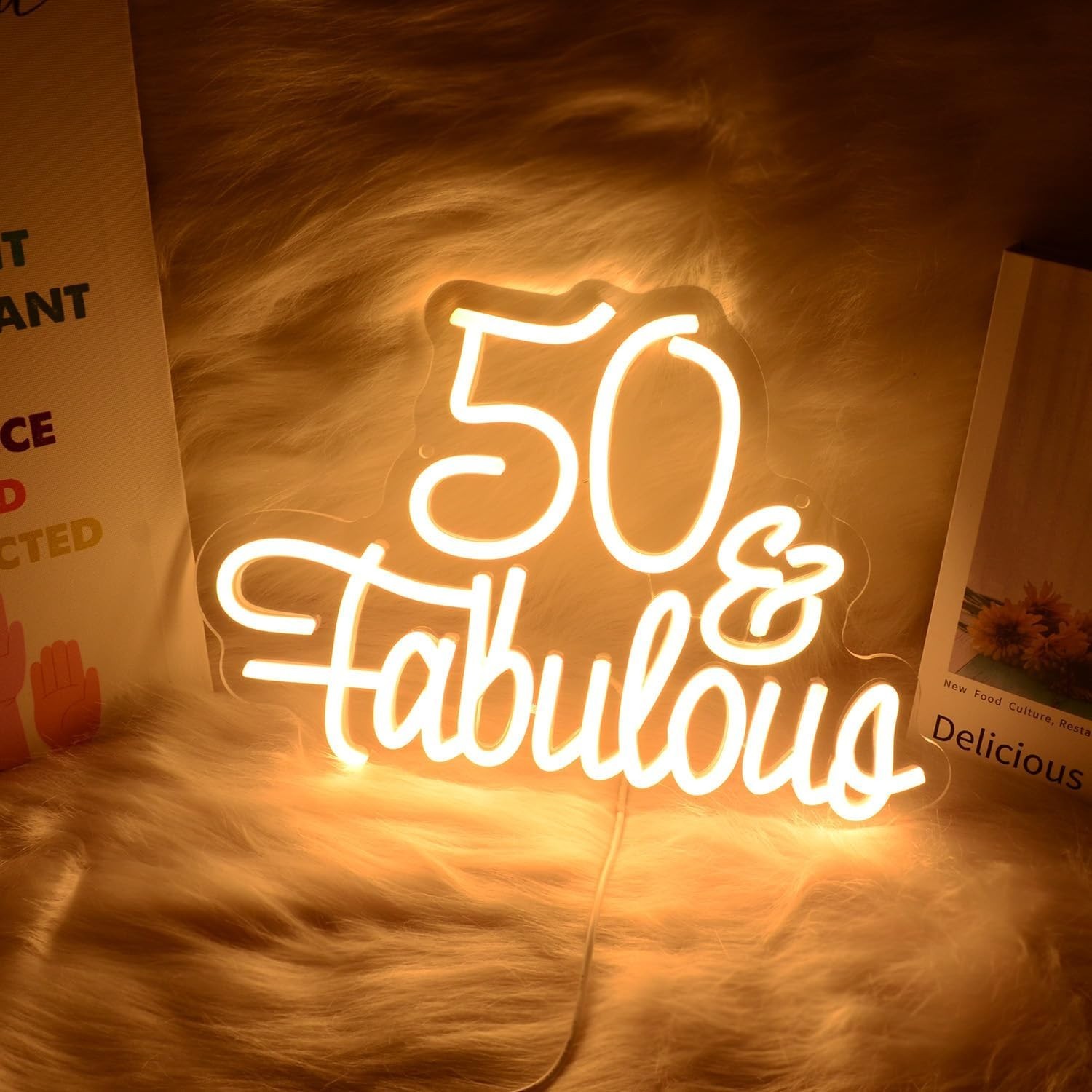50 Fabulous Neon Light Fifty Years Old Neon Sign for 50th Wedding Anniversary Bi