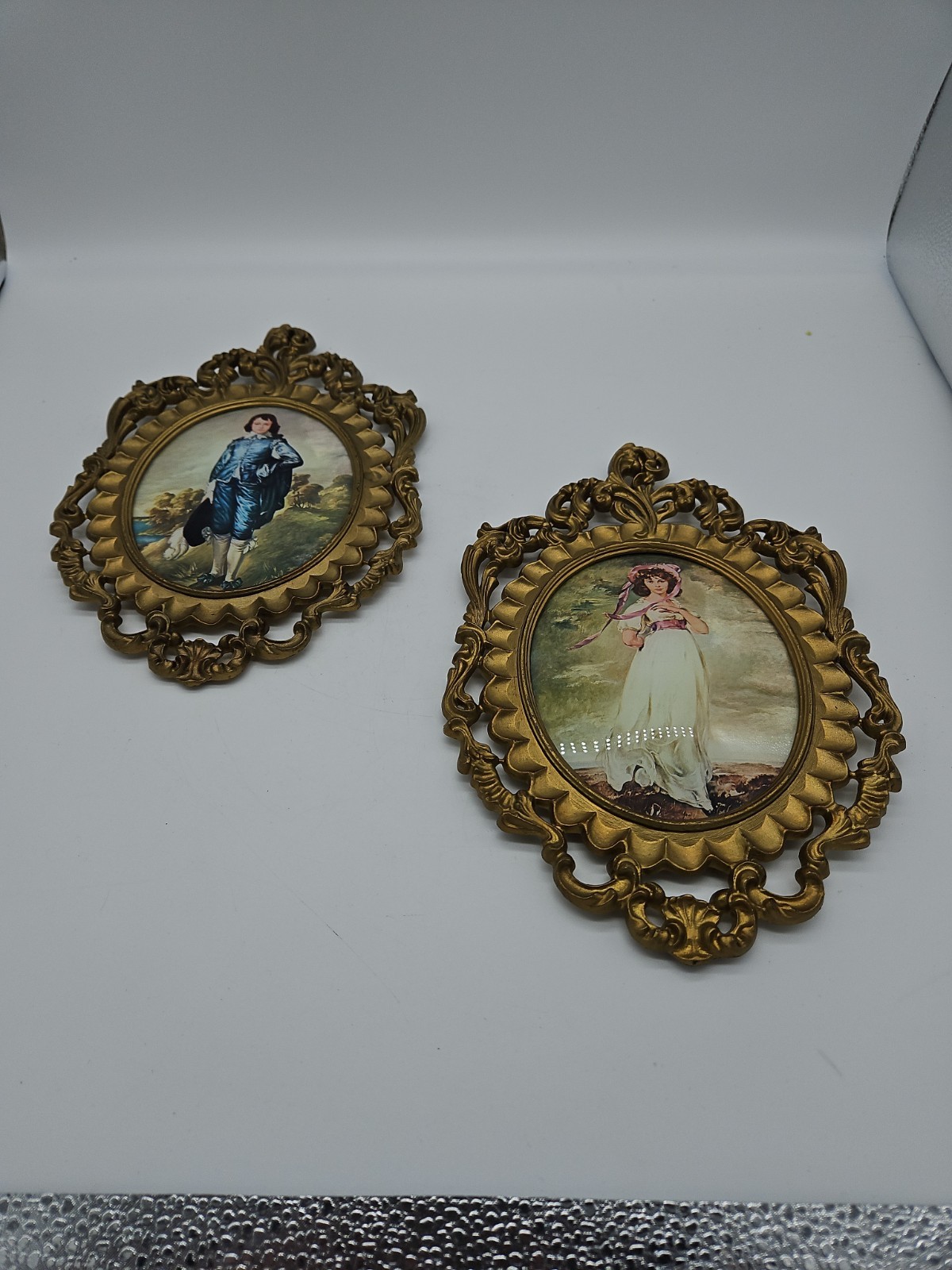 Vintage Italy Framed With Glass Blue Boy And Pinky 11 Vintage Italy Framed With Glass Blue Boy And Pinky 11