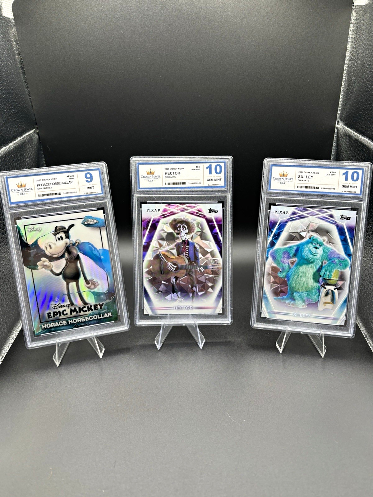 Topps Disney Neon Graded 3-Card Lot Hector/Sulley/Horace