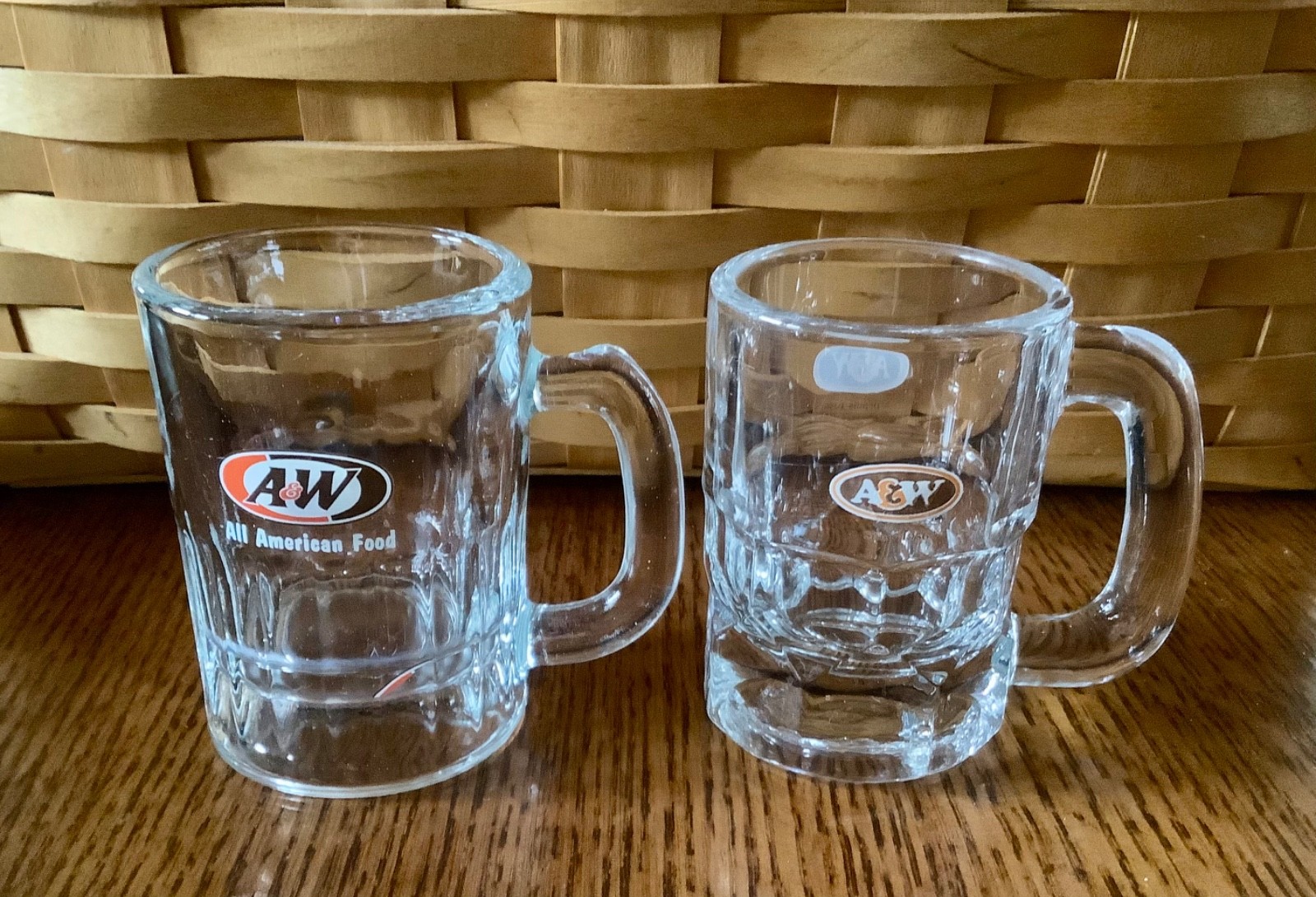 2 Vintage A&W Baby  Mini Glass Mugs