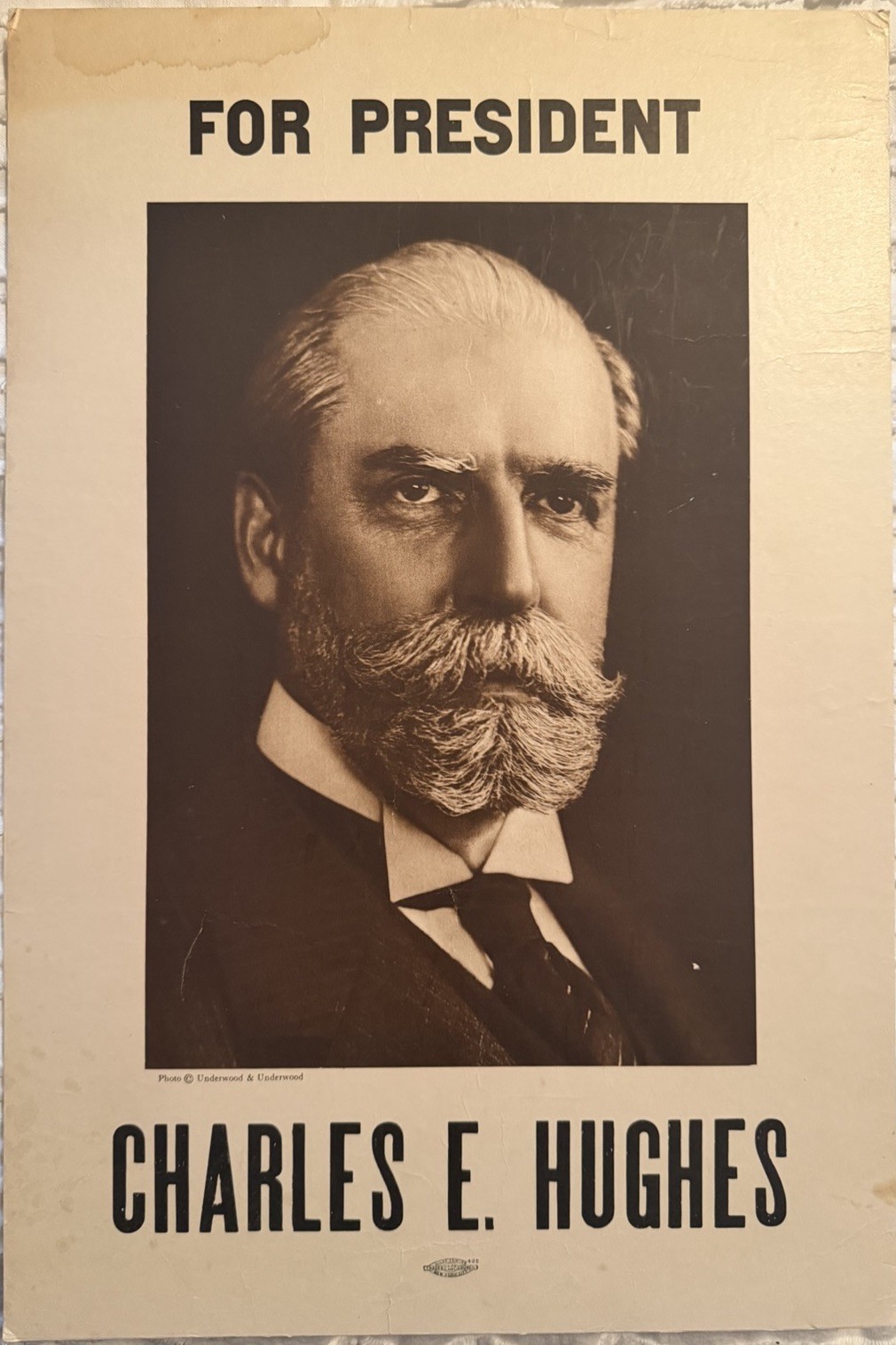 Charles Evans Hughes 1916 Presidential Campaign Cardboard Poster Woodrow Wilson Charles Evans Hughes 1916 Presidential Campaign Cardboard Poster Woodrow Wilson