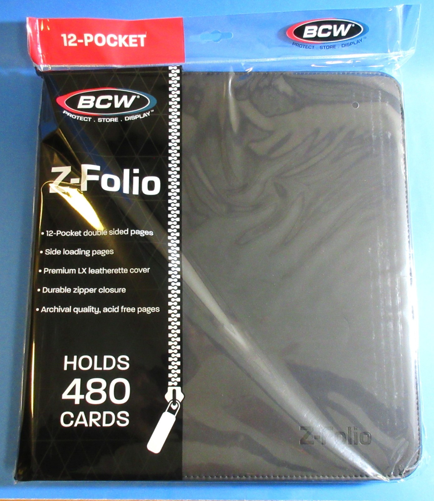 ZIPPER PORTFOLIO, BLACK GAMING Z-FOLIO 12-POCKET LX ALBUM, HOLDS 480 CARDS ZIPPER PORTFOLIO, BLACK GAMING Z-FOLIO 12-POCKET LX ALBUM, HOLDS 480 CARDS