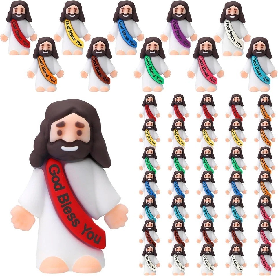 Bememo 50 Pcs Little Jesus Figurines God Bless You Small Rubber Multicolor Bememo 50 Pcs Little Jesus Figurines God Bless You Small Rubber Multicolor