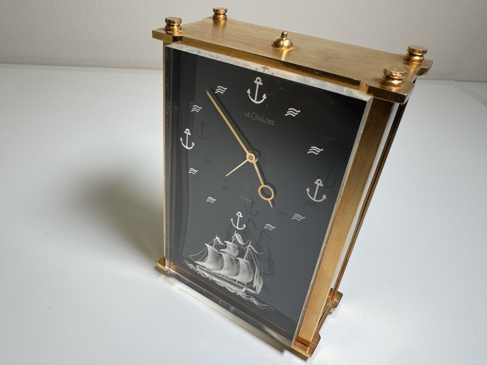 lecoultre mechanical swiss made 8 days alarm musical 🎶 desk clock  stunning 