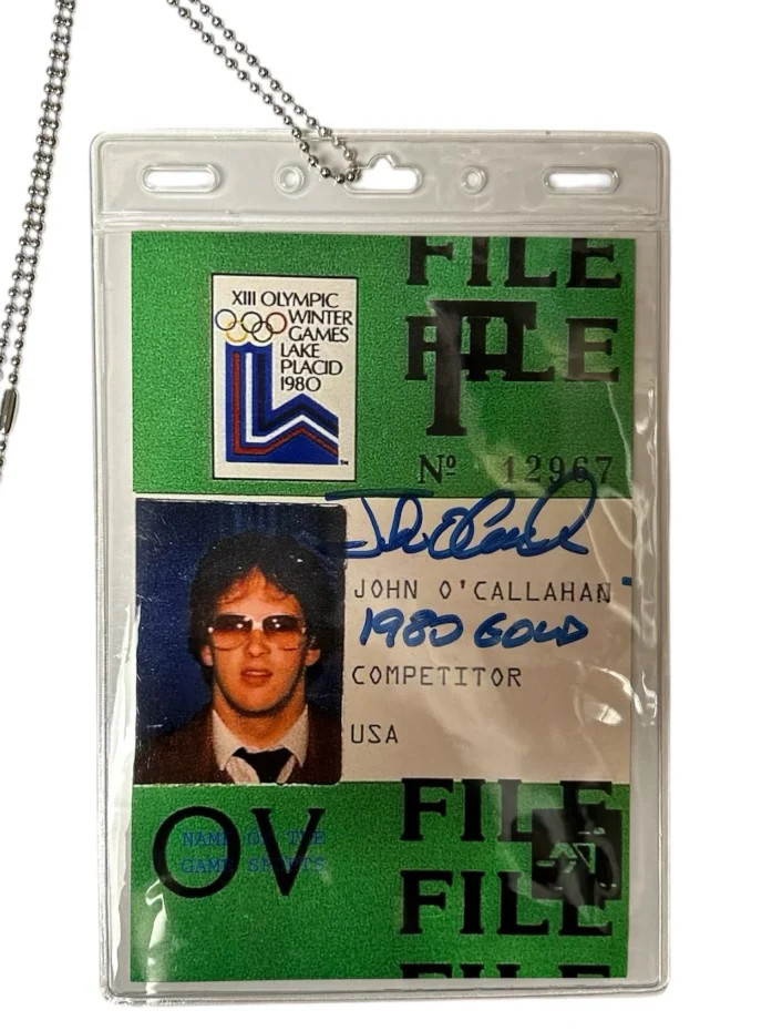 Jack O'Callahan Signed ID Badge Miracle On Ice 1980 USA Lake Placid