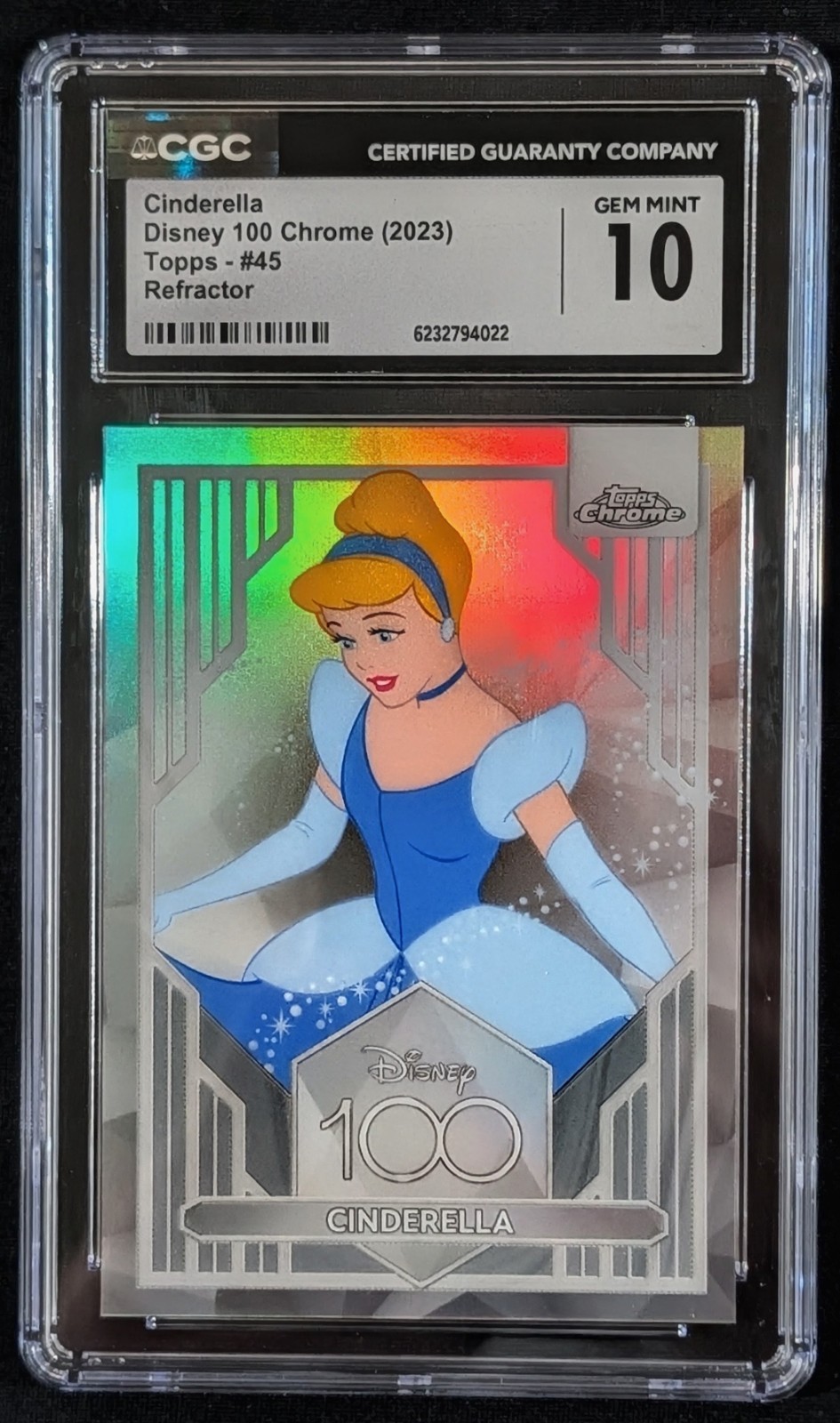 2023 Topps Chrome Disney 100 Cinderella Princess Silver Refractor #45 CGC 10
