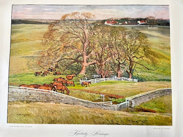 Early Times Distillery Set of 4 Kentucky Horse Prints c. 1952,  Robert Lougheed