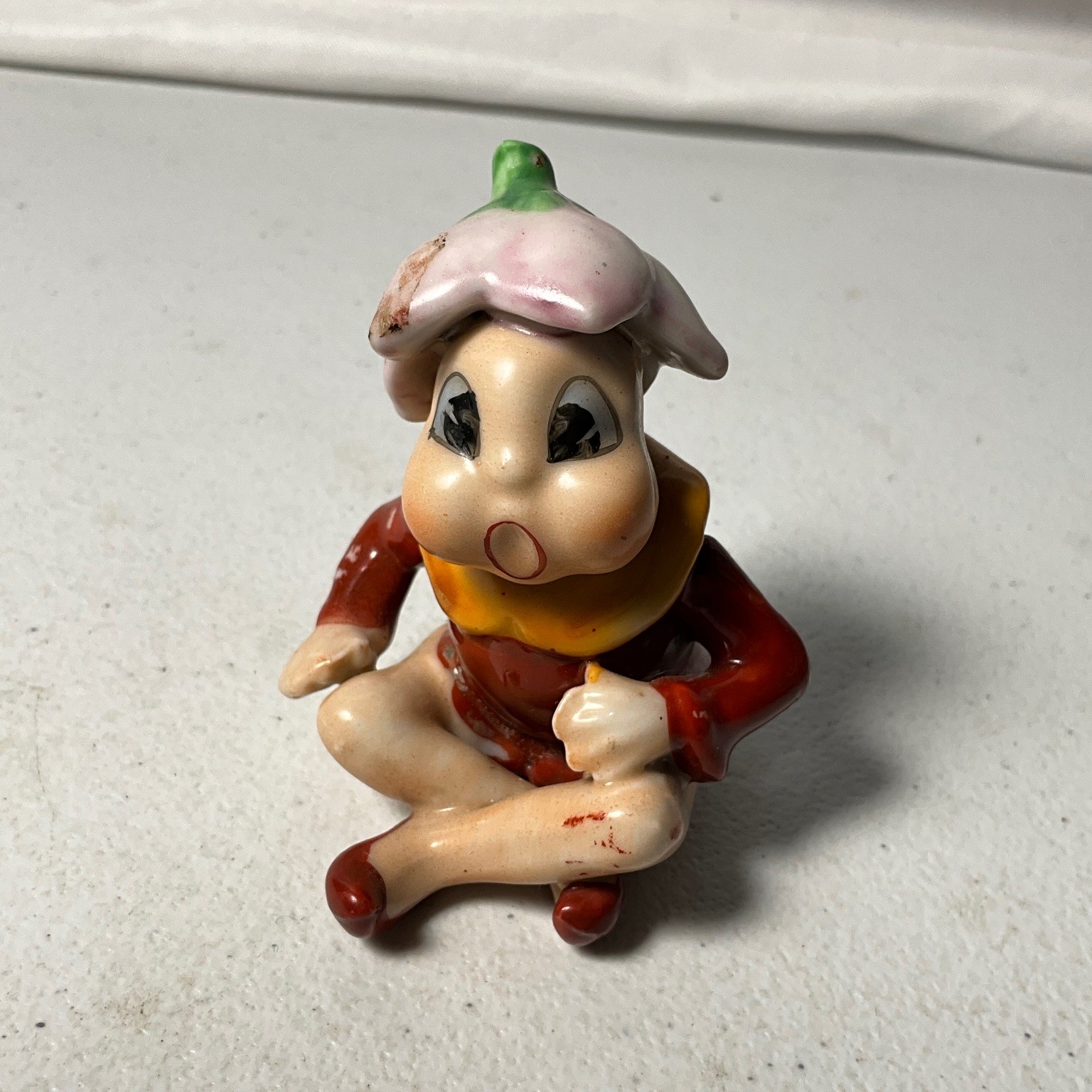 Vintage Elf Pixie Flower Hat Figurine Made in Japan Ceramic Decorative Vintage Elf Pixie Flower Hat Figurine Made in Japan Ceramic Decorative