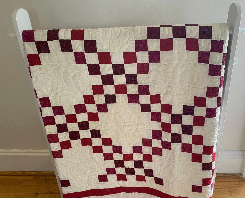 Handmade Patchwork Irish Chain Quilt Blue and White | Handmade Irish Chain Quilt