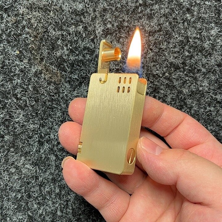 Solid Brass Lighter Vintage One Button Ignition Kerosene Refillable Pocket 