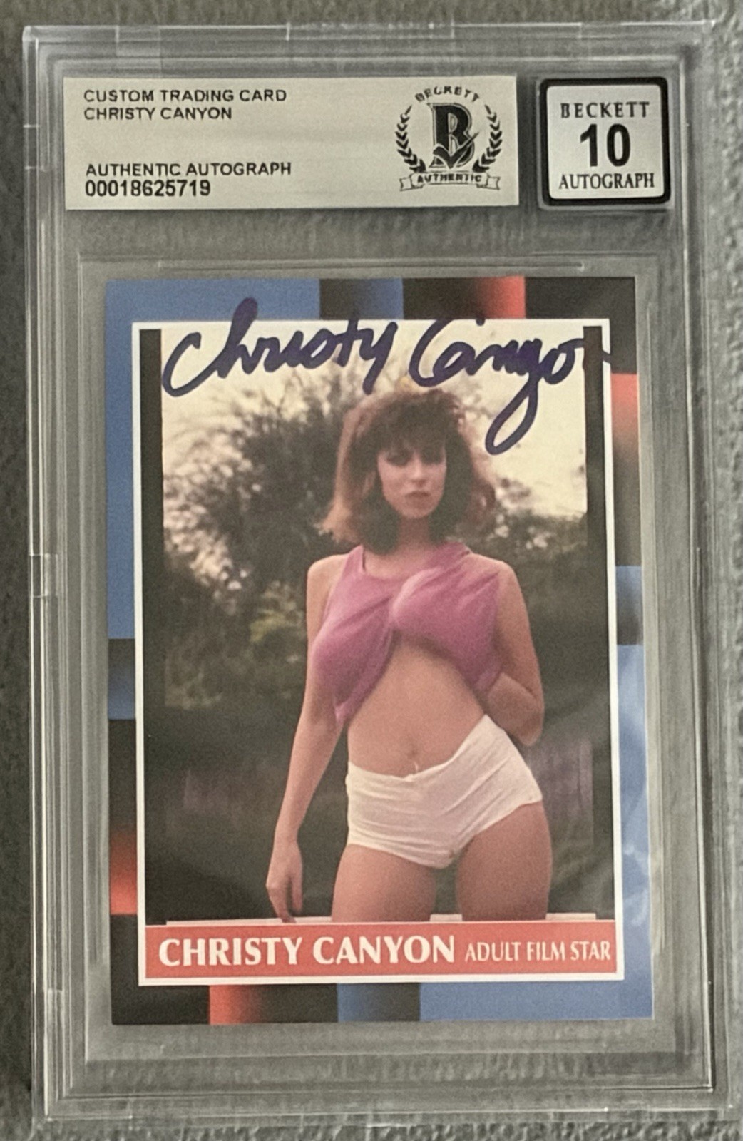 Christy Canyon Signed Custom Trading Card BAS Beckett Witness Autograph Grade 10 Christy Canyon Signed Custom Trading Card BAS Beckett Witness Autograph Grade 10