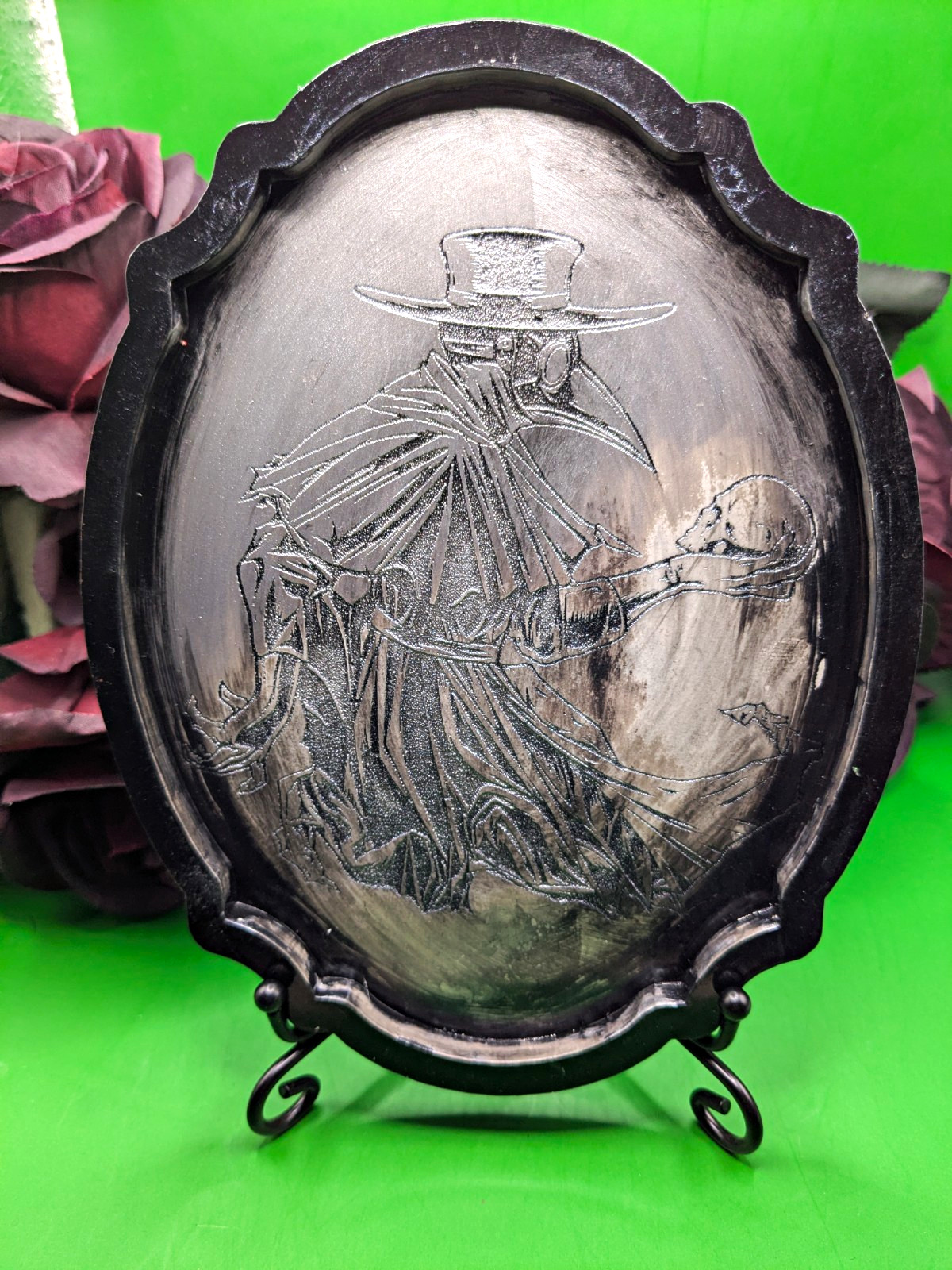 Plague Doctor Decorative Oval Plaster Plaque Plague Doctor Decorative Oval Plaster Plaque
