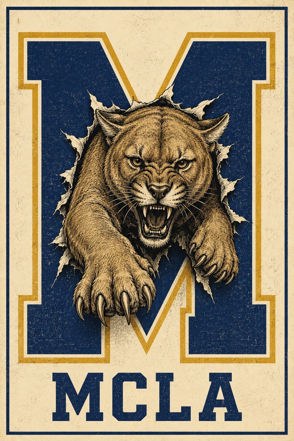 MCLA Cougar Poster Print Wall Art Vintage 12x8in Metal Sign College University MCLA Cougar Poster Print Wall Art Vintage 12x8in Metal Sign College University