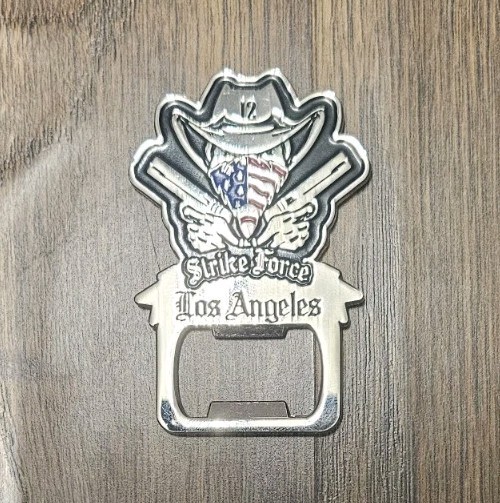 Los Angeles Strike Force 12 challenge coin bottle opener FBI LAPD TASK FORCE Los Angeles Strike Force 12 challenge coin bottle opener FBI LAPD TASK FORCE
