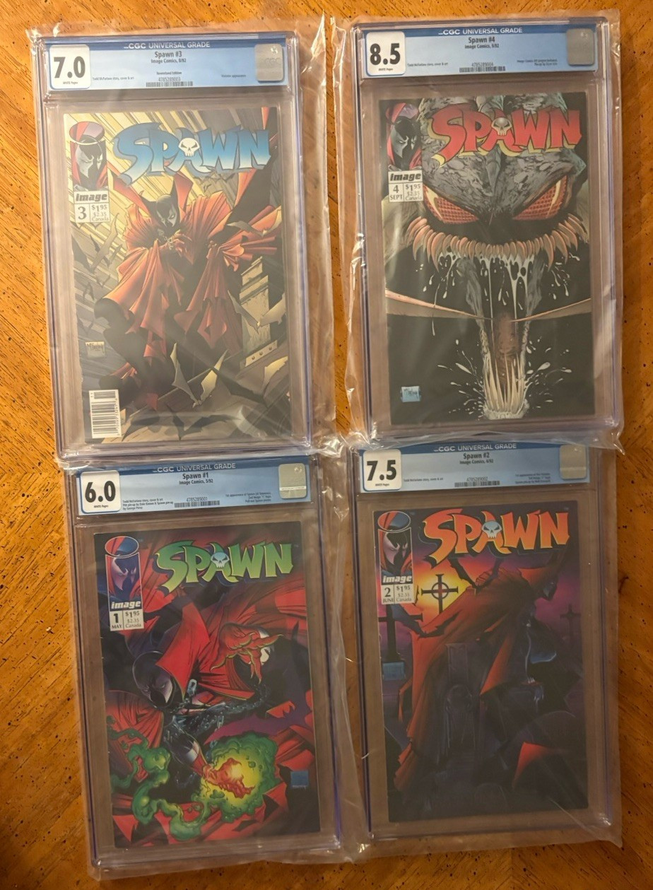 Image Comics Spawn Comic Book Lot #1-4 CGC 6.0 7.0 7.5 8.5 Newsstand 1992 Image Comics Spawn Comic Book Lot #1-4 CGC 6.0 7.0 7.5 8.5 Newsstand 1992