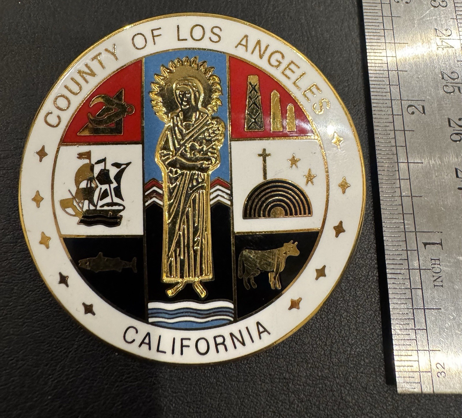 Vintage, Obsolete, Los Angeles County Seal, Enameled 2.5 Inch Vintage, Obsolete, Los Angeles County Seal, Enameled 2.5 Inch