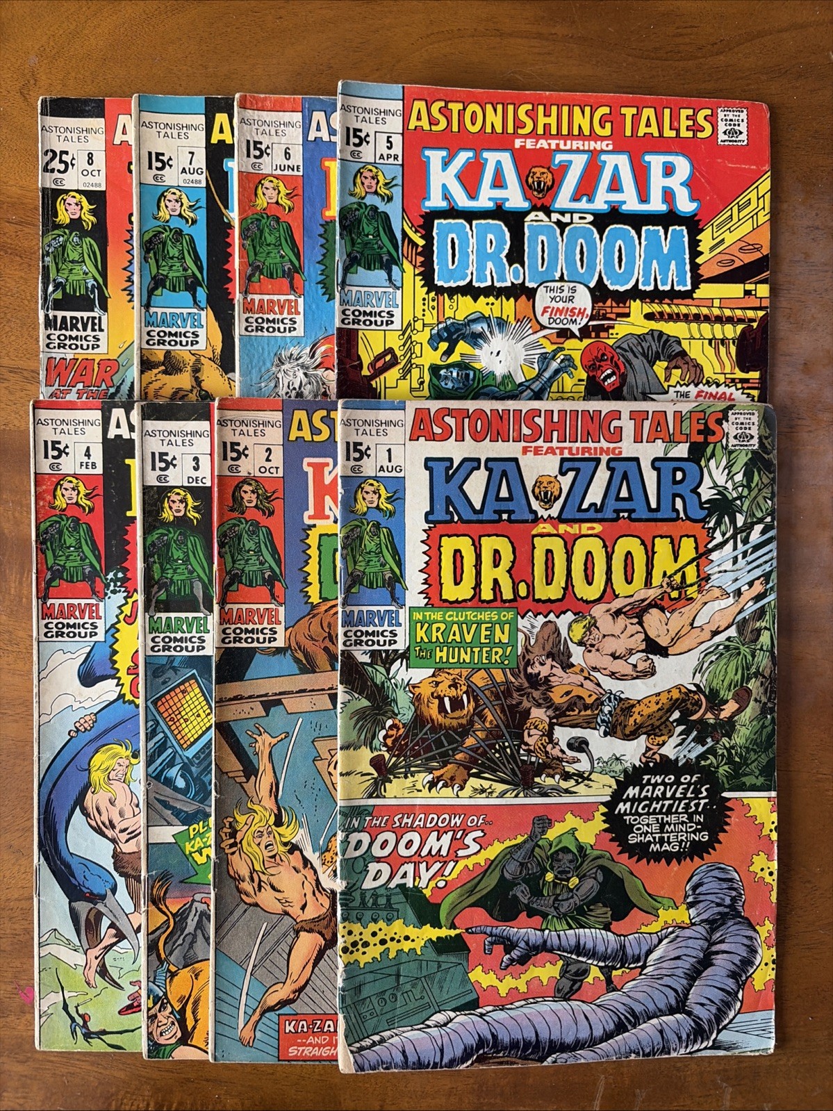 Astonishing Tales #1 2 3 4 5 6 7 8 Dr. Doom/Ka-Zar 1970 MCU 8 Issue Lot Set