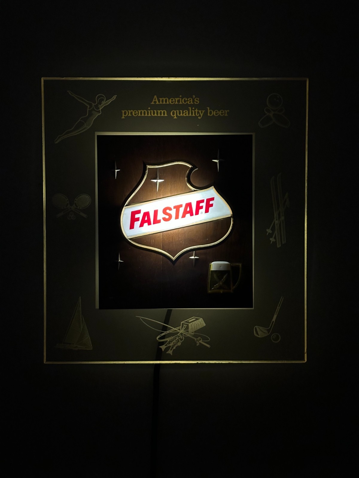 VTG 1950s Falstaff Beer C-103 Edgelite Lighted Sports Bar Sign 18.5x17