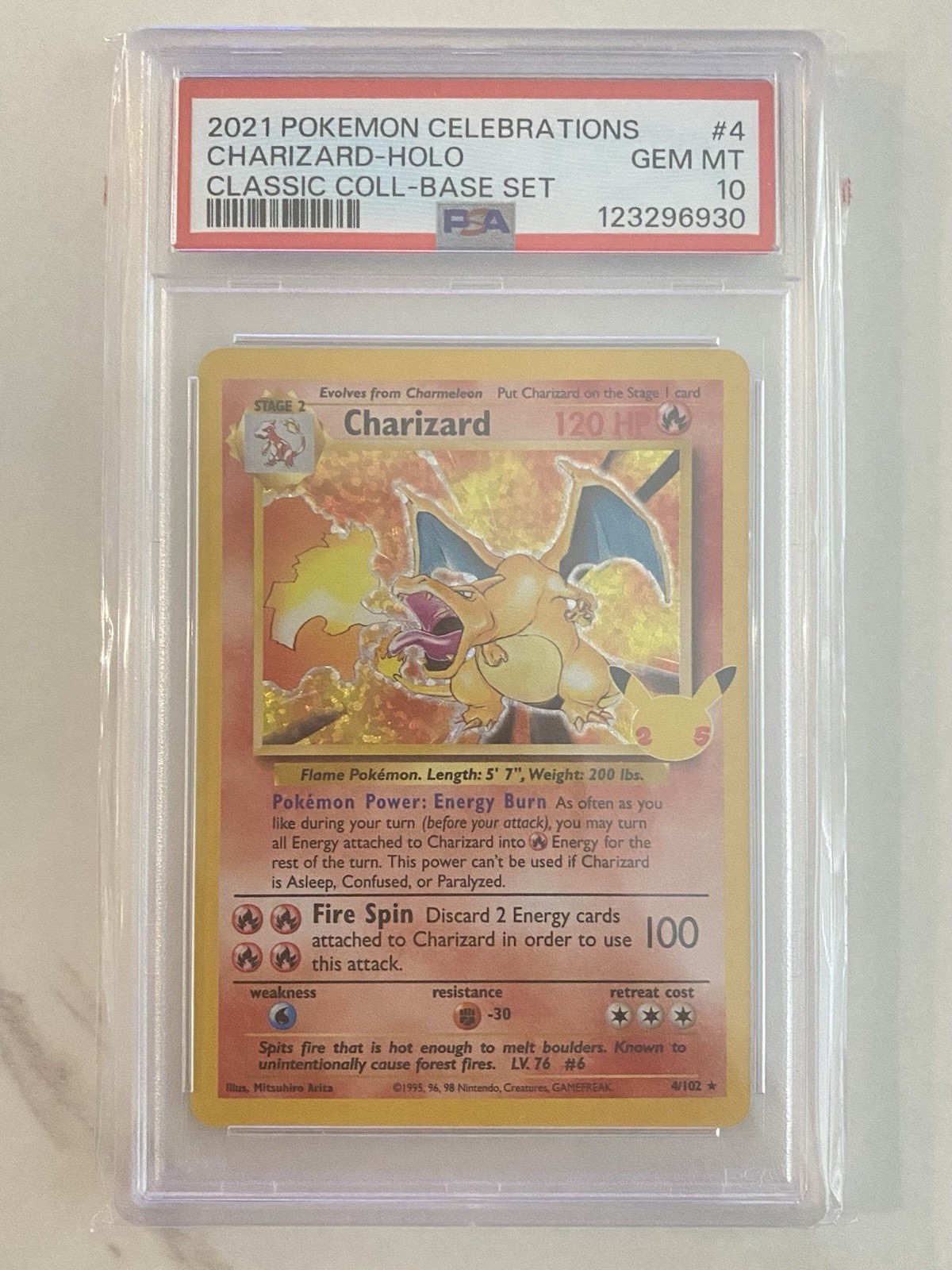 PSA 10 2021 Pokémon Celebrations Classic Collection Charizard Holo #4 123296930