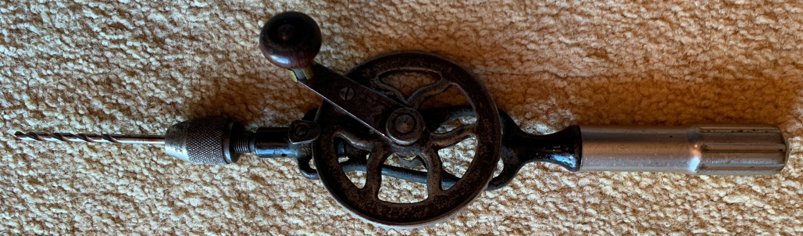 Vintage Hand Crank Drill Eggbeater Style  Antique Tool, Hacksaw Included BONUS