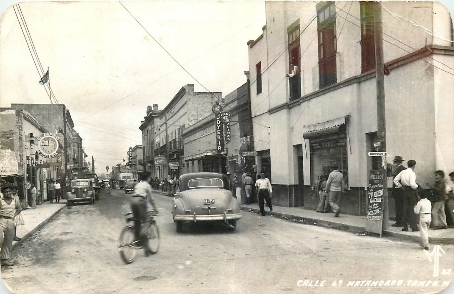 Vintage RPPC Calle 6 Matamoros, Mexico Street Scene 1955 Postcard Vintage RPPC Calle 6 Matamoros, Mexico Street Scene 1955 Postcard