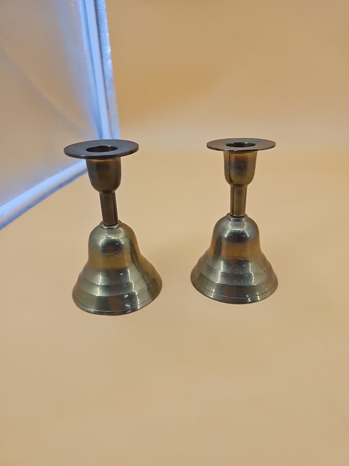 Jasco 1981 Brass Bell Candle Holders One Pair Vintage 4” Jasco 1981 Brass Bell Candle Holders One Pair Vintage 4”