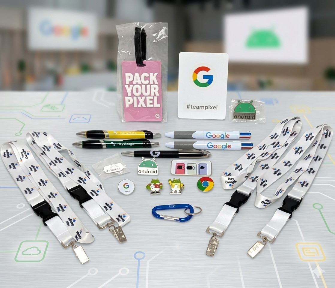 Lot of 20 Google Android Promotional Swag Lanyards Pens Pins Pixel Nest Chrome