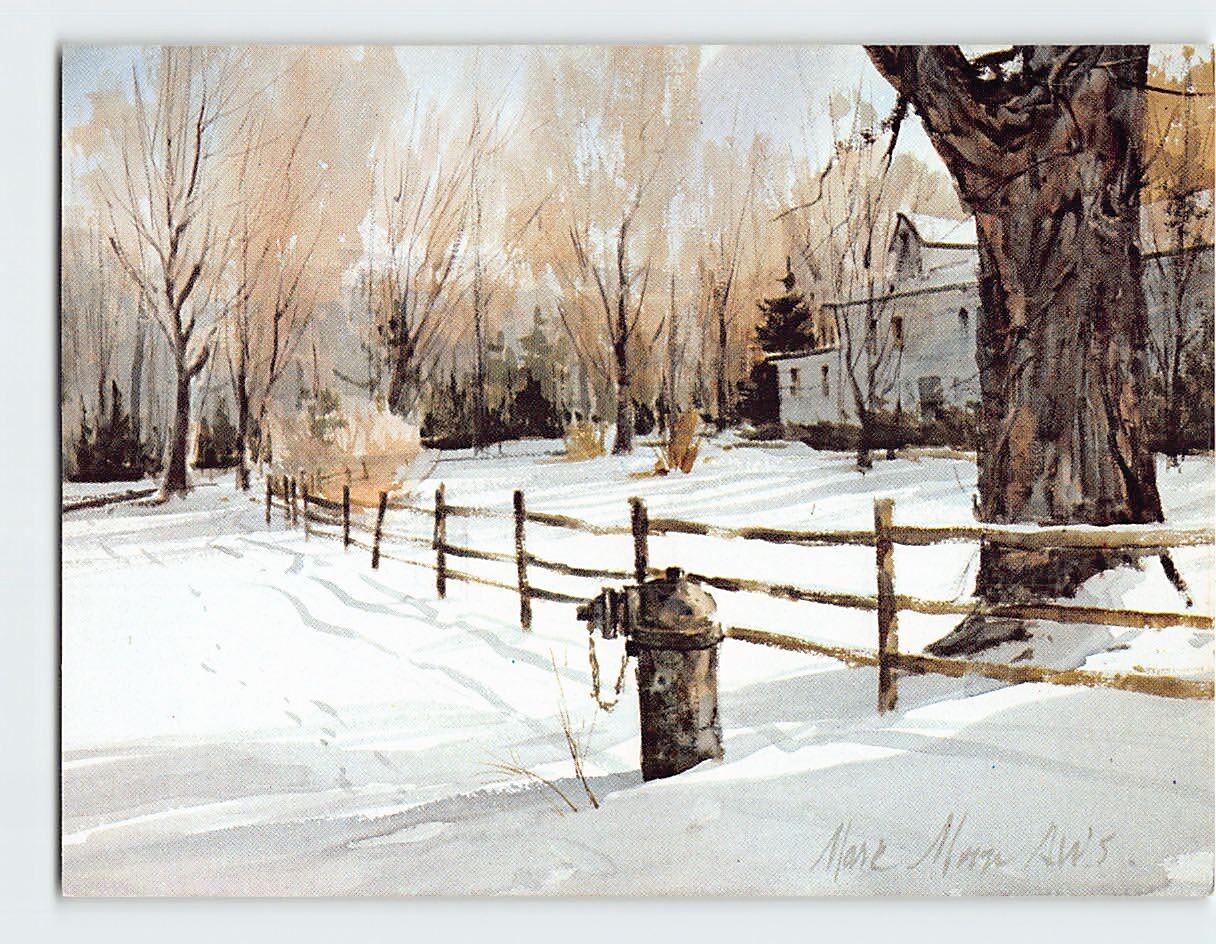Postcard A rural winter scene Holiday Greetings