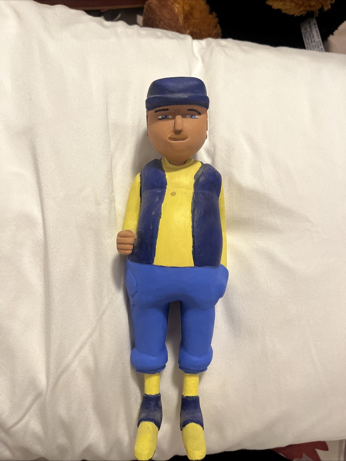 Vtg Folk Art Hand Carved Man primitive 9” hand painted Golfer ?               d6