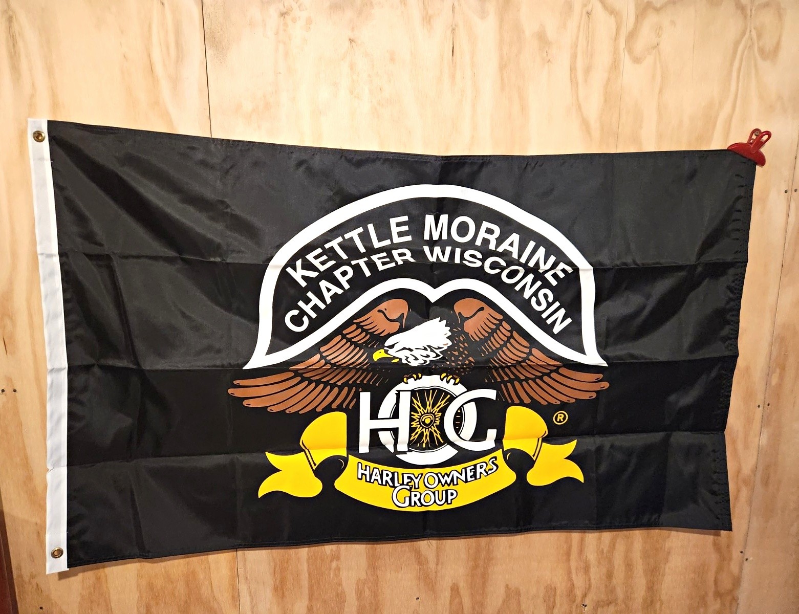 NOS Vintage Harley Davidson HOG Flag Kettle Moraine Wisconsin Banner Sign 57x34