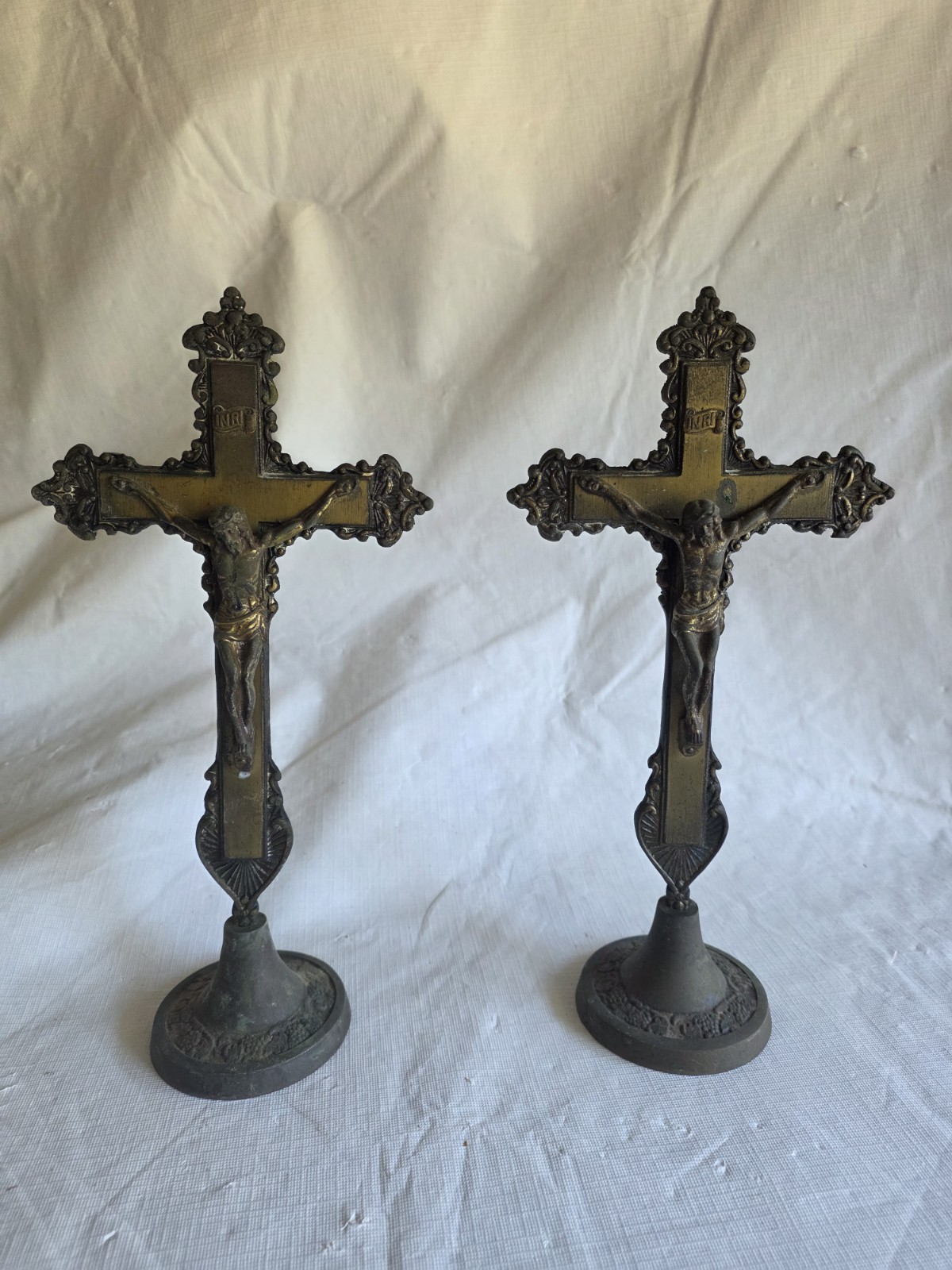 2 Vintage Brass Gothic Church Religious Cross 12 2 Vintage Brass Gothic Church Religious Cross 12