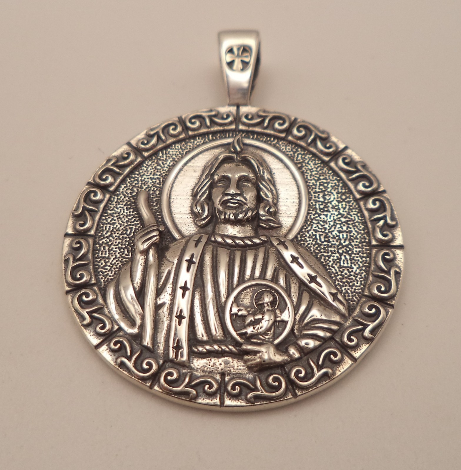 925 Sterling Silver St Jude Medallion Pendant 7.11g Round Pray For Us Medal 925 Sterling Silver St Jude Medallion Pendant 7.11g Round Pray For Us Medal
