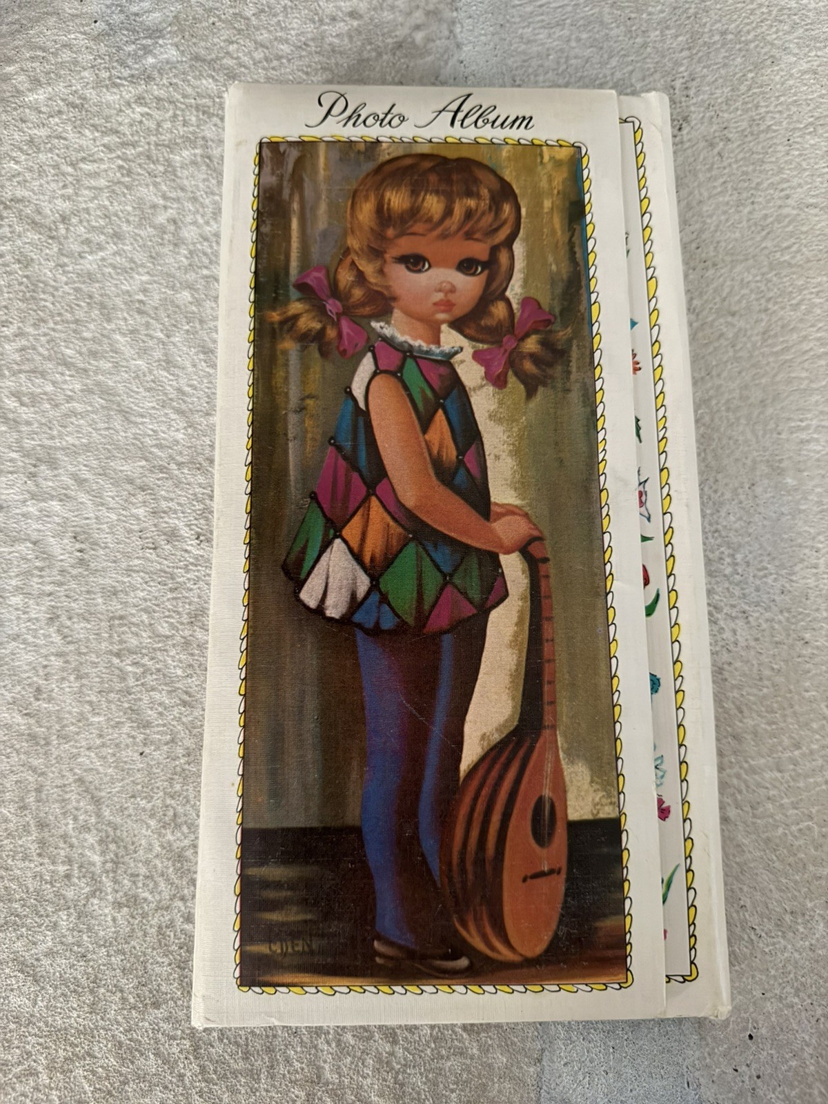 Vintage MCM 60\'s Lobeco Photo Album Big Eyed Girl Harlequin Art by Eden