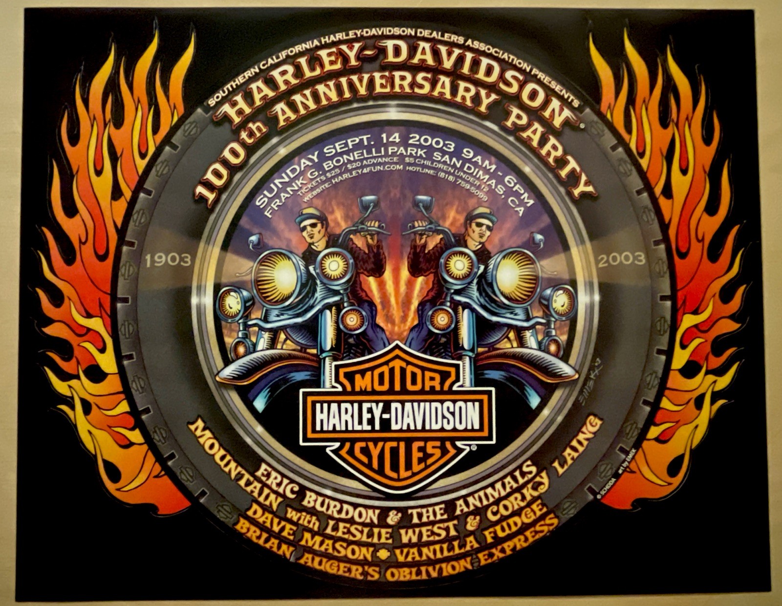 Emek Harley Davidson 100th Anniversary Party 2003 Poster San Dimas S/N UNPUNCHED
