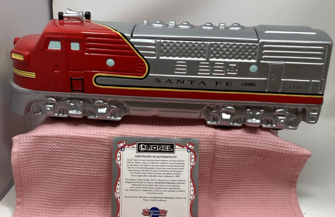 Lionel Enesco Santa FE Locomotive Train Collectible Ceramic  Cookie Jar New