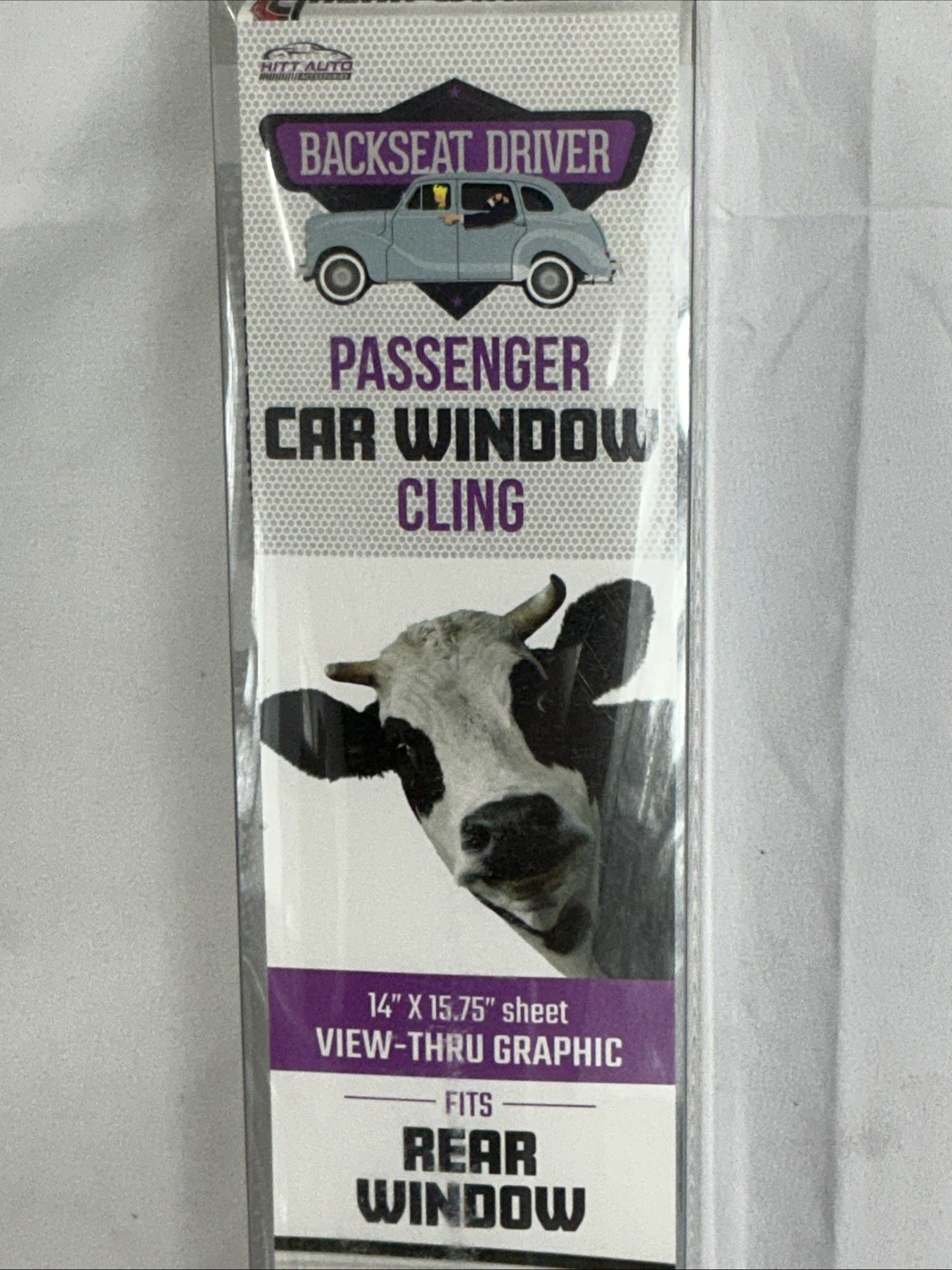 Backseat Driver Passenger Car Window Cling View-Thru Staring Cow New