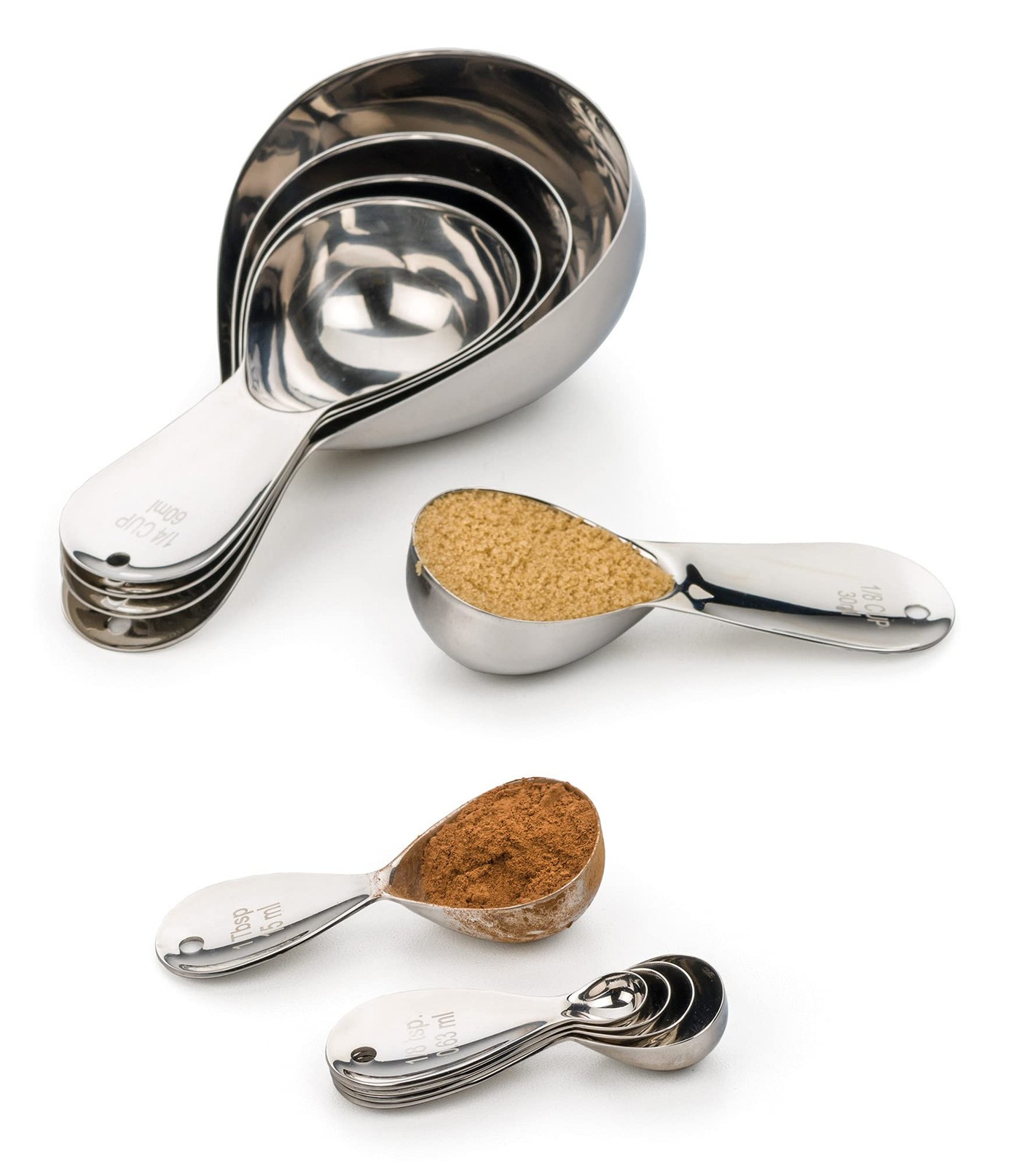 RSVP International Endurance Stainless Steel Oval Measuring Cups Set of 4 RSVP International Endurance Stainless Steel Oval Measuring Cups Set of 4