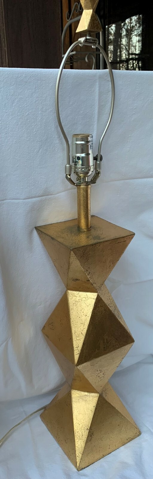 Reduced VTG MCM ATOMIC GEOMETRIC DIAMOND PLASTER CHALKWARE LAMP 30 Reduced VTG MCM ATOMIC GEOMETRIC DIAMOND PLASTER CHALKWARE LAMP 30