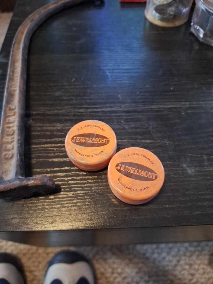 Vintage Jewelmont Tin Round Orange Watchmaker Parts Minneapolis Minn C.R. Leed Vintage Jewelmont Tin Round Orange Watchmaker Parts Minneapolis Minn C.R. Leed