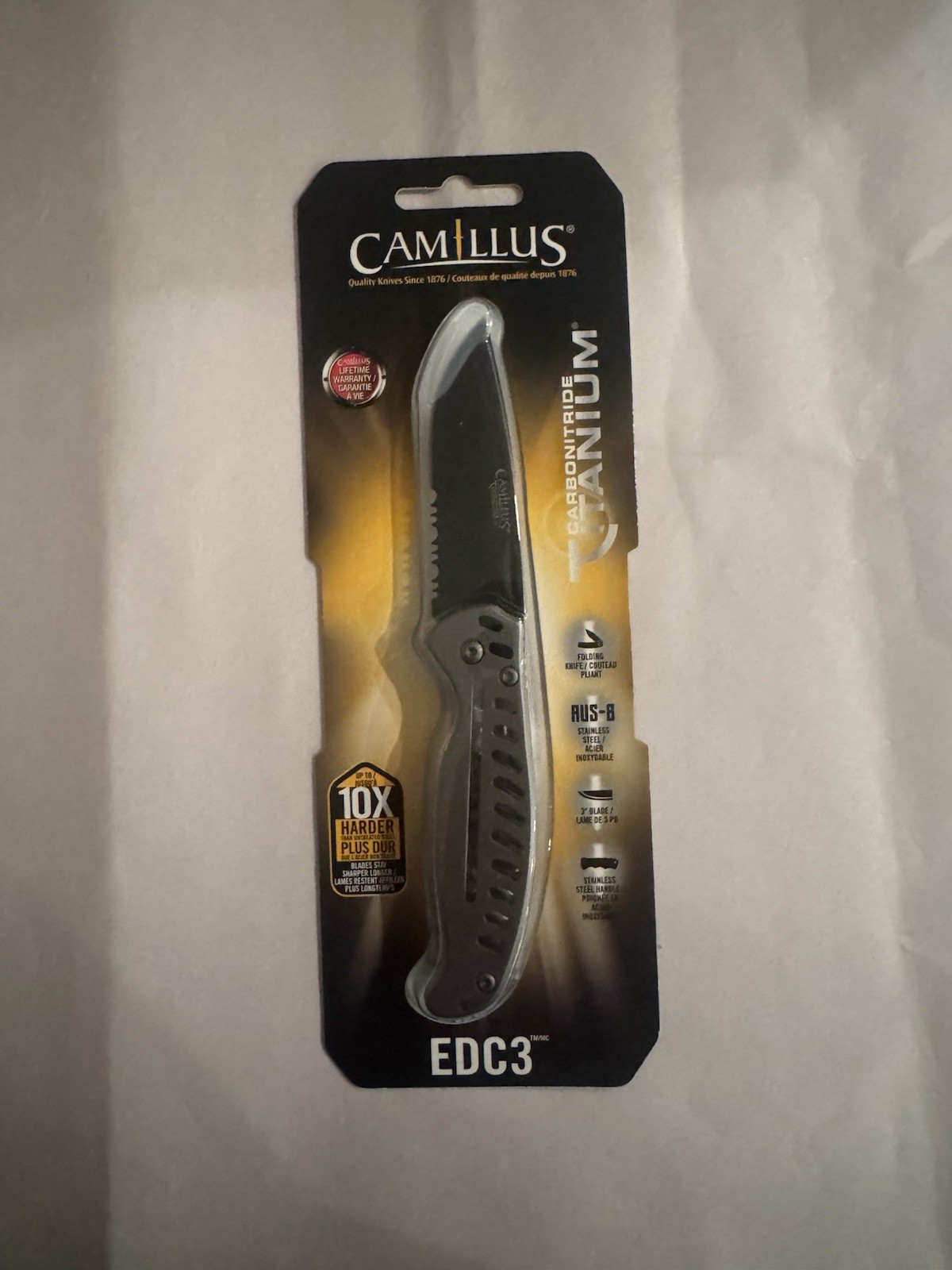 Camillus EDC3 Silver Titanium CarboNit.Folding Knife, 3 Camillus EDC3 Silver Titanium CarboNit.Folding Knife, 3