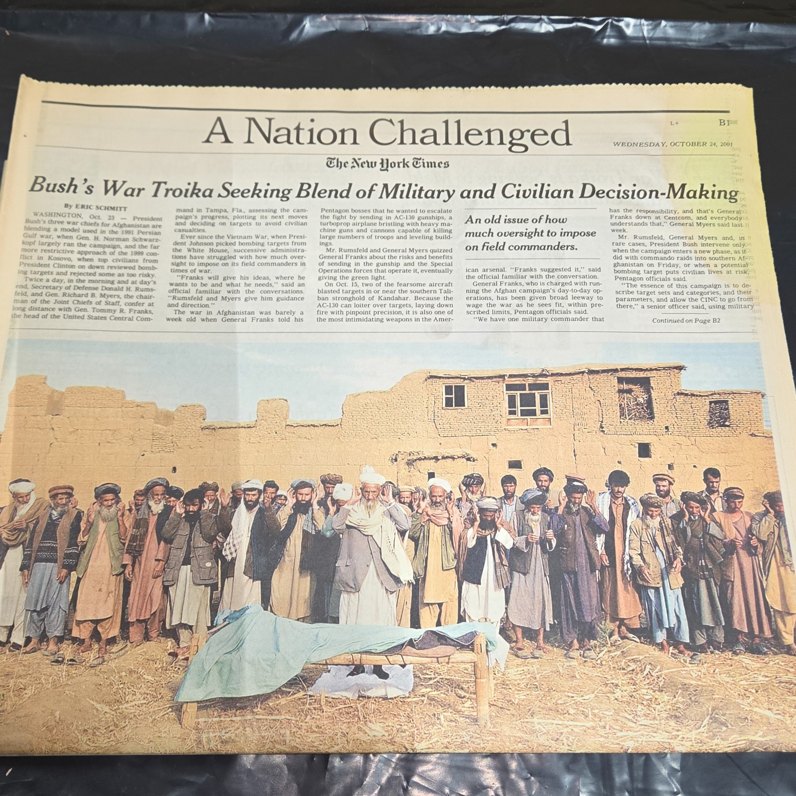 NY Times Oct 24 2001 A Nation Challenged Afghanistan War 9/11 Newspaper