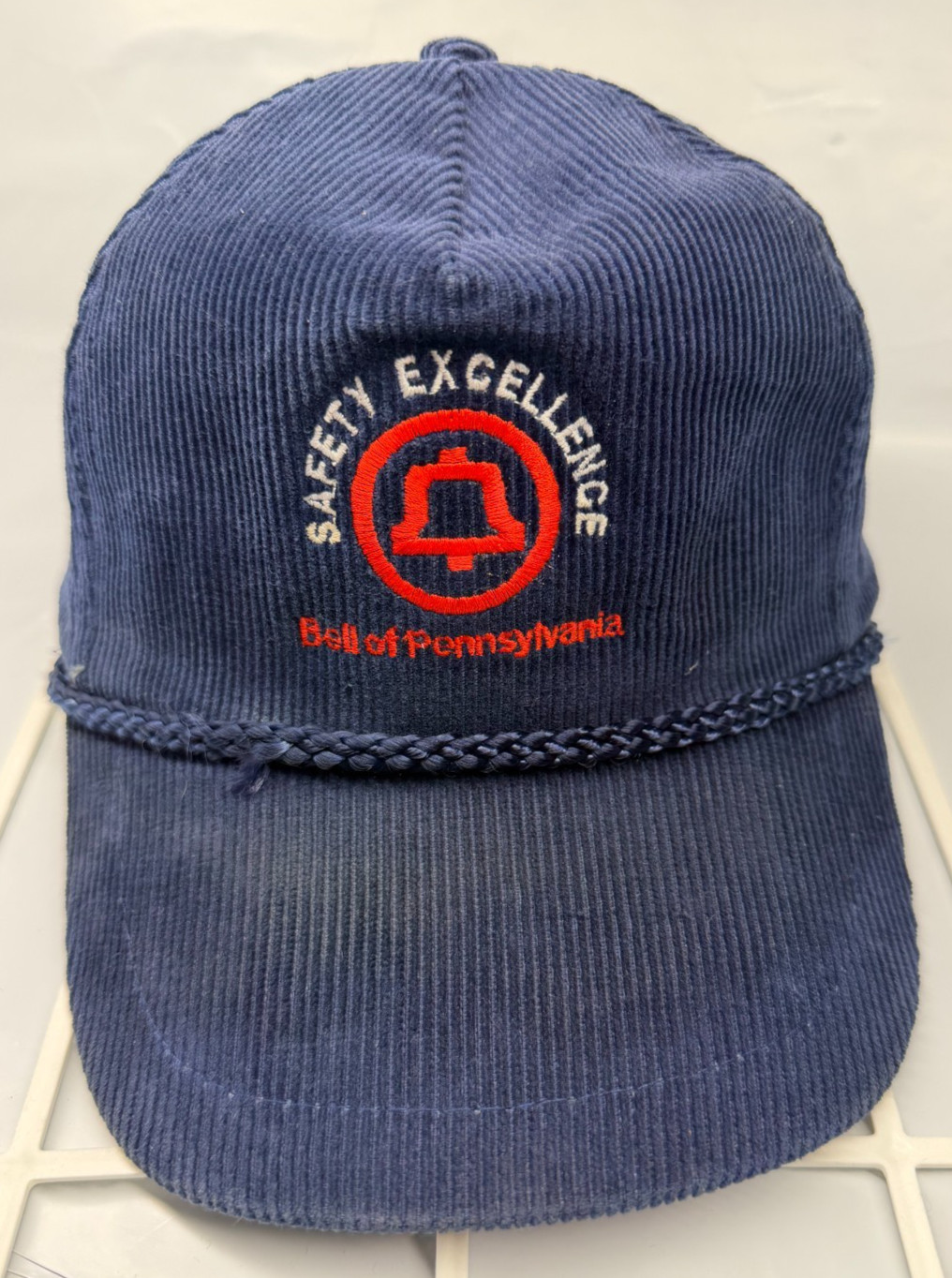 RARE Vintage Bell of PA Blue Corduroy Snapback DeLong Hat Cap Safety RARE Vintage Bell of PA Blue Corduroy Snapback DeLong Hat Cap Safety