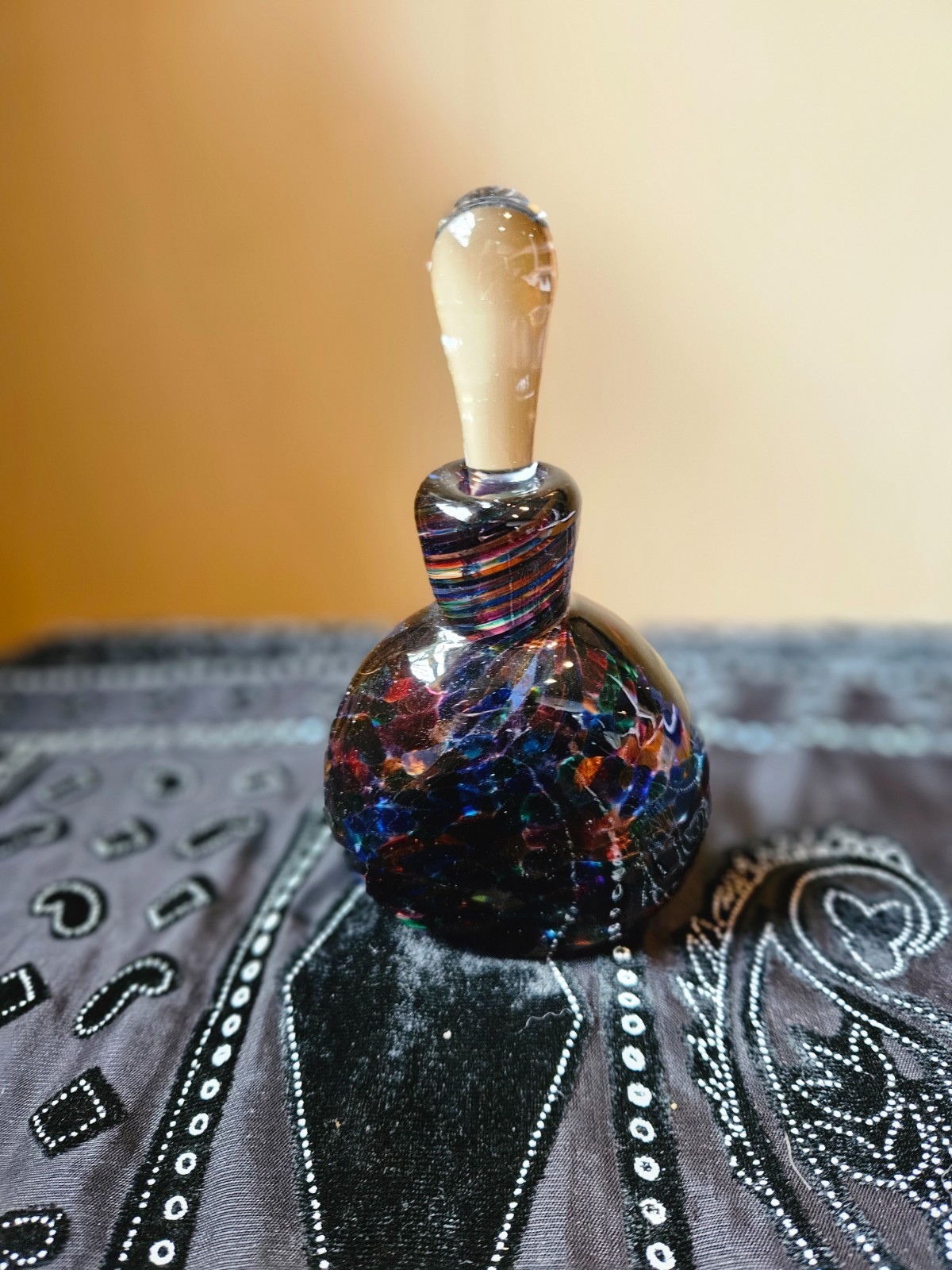 Bruce Freund signed art glass perfume bottle and stopper
