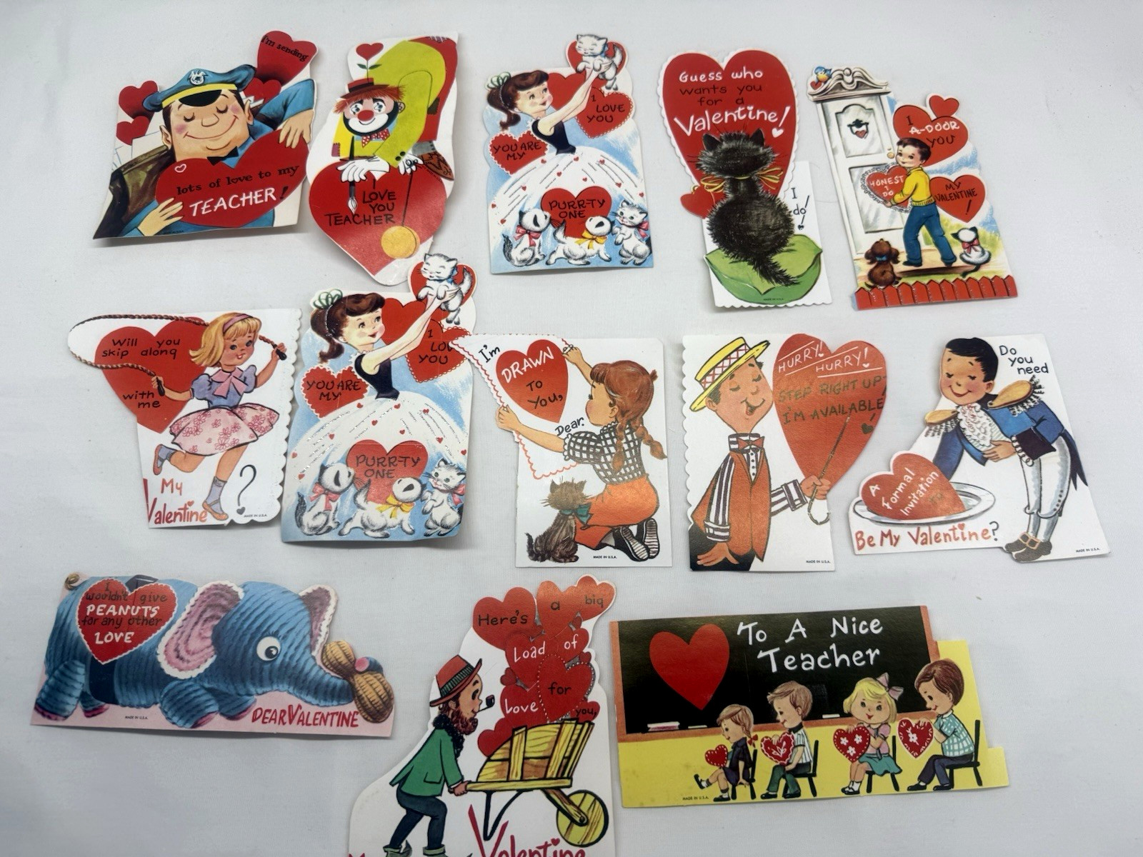 Lot of 13 Large Vintage 1970-80\'s School Valentines Unsigned