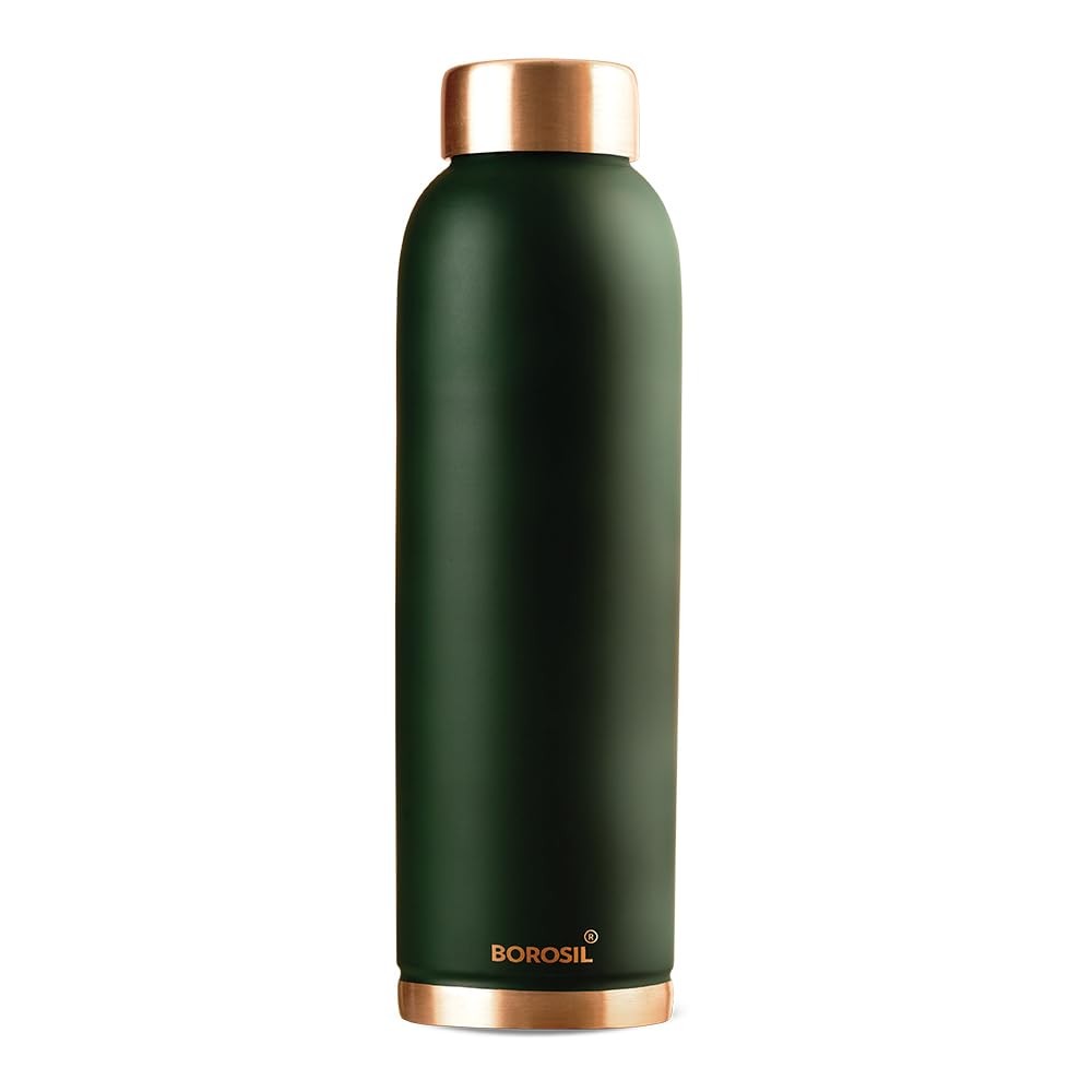 1 Litre, Green 100% Pure Copper BPA Free & Leakproof with Anti-Oxidant Livinwise