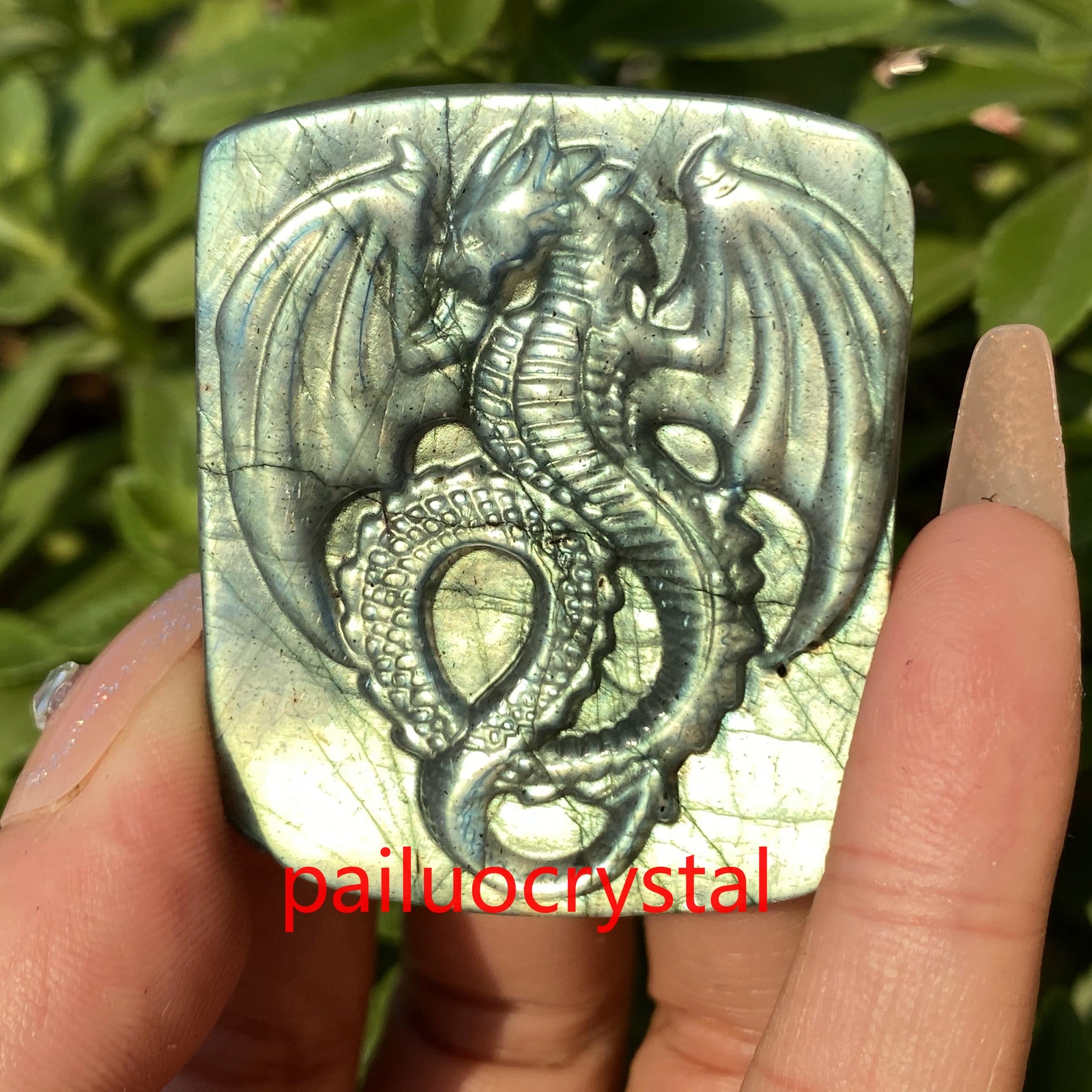 1pcs Natural Labradorite dragon Quartz Crystal Skull Carved Figurines 1.8\
