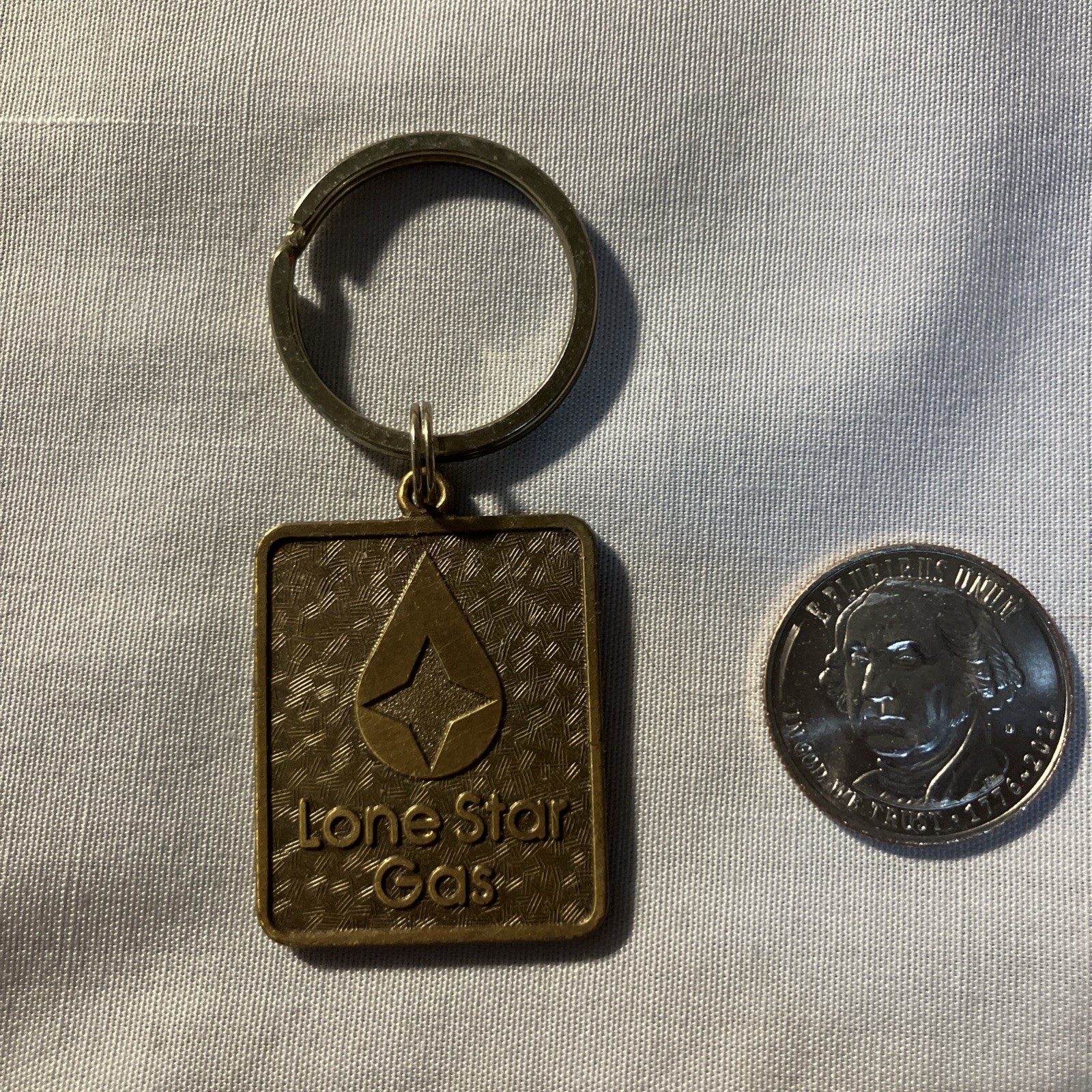 Vintage Lone Star Gas Key Ring. Brass.