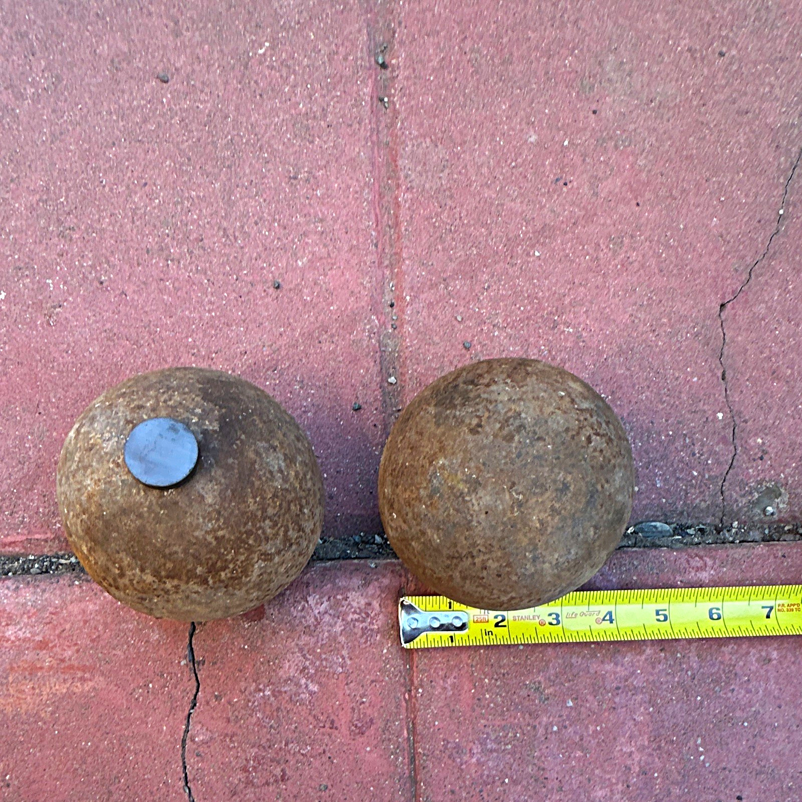 Pair of Antique 9lb Civil War Era Solid Shot Cannonballs - 4 Pair of Antique 9lb Civil War Era Solid Shot Cannonballs - 4